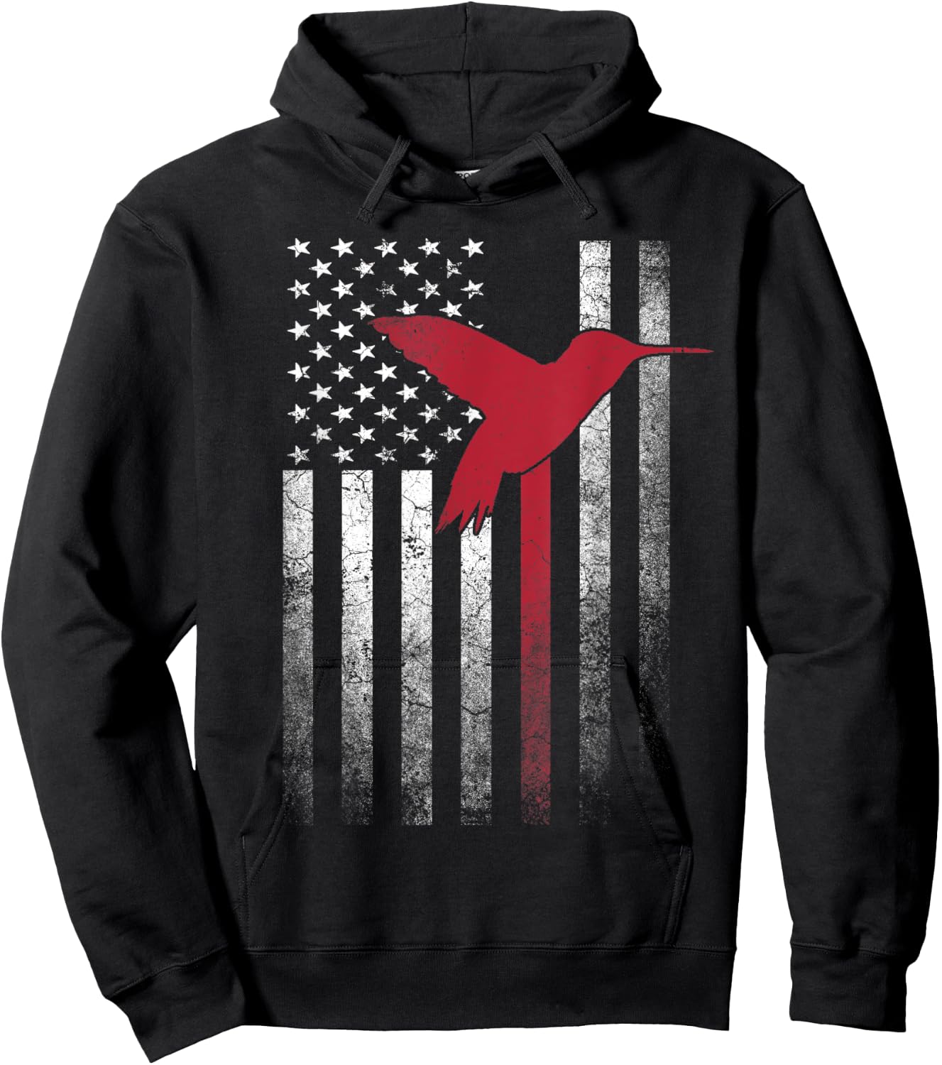 Hummingbird Bird- 4th of July American Flag USA America Men Hoodie - Hoodie | Black