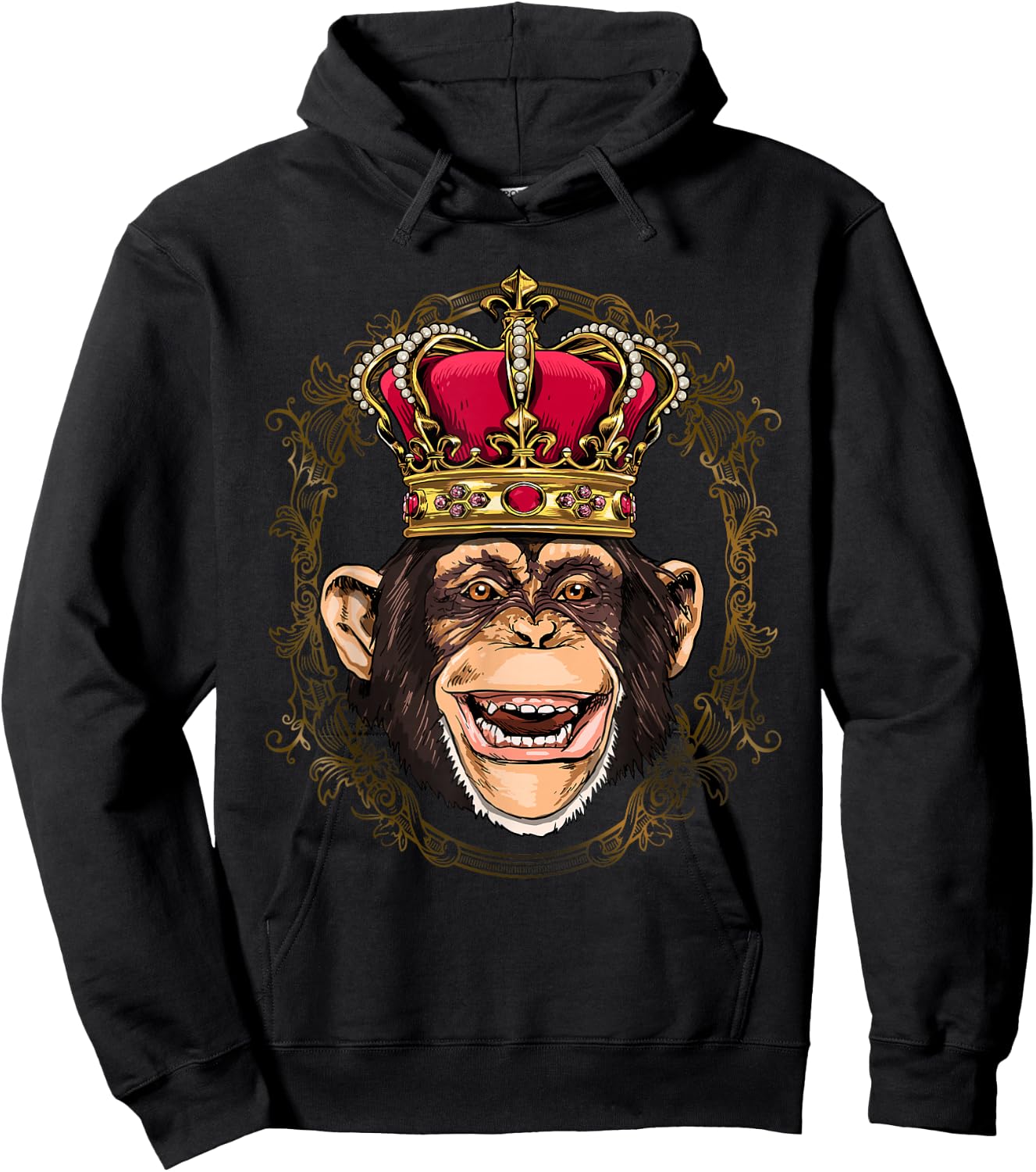 King Monkey Wearing Crown - Queen Monkey Animal Hoodie - Hoodie | Black