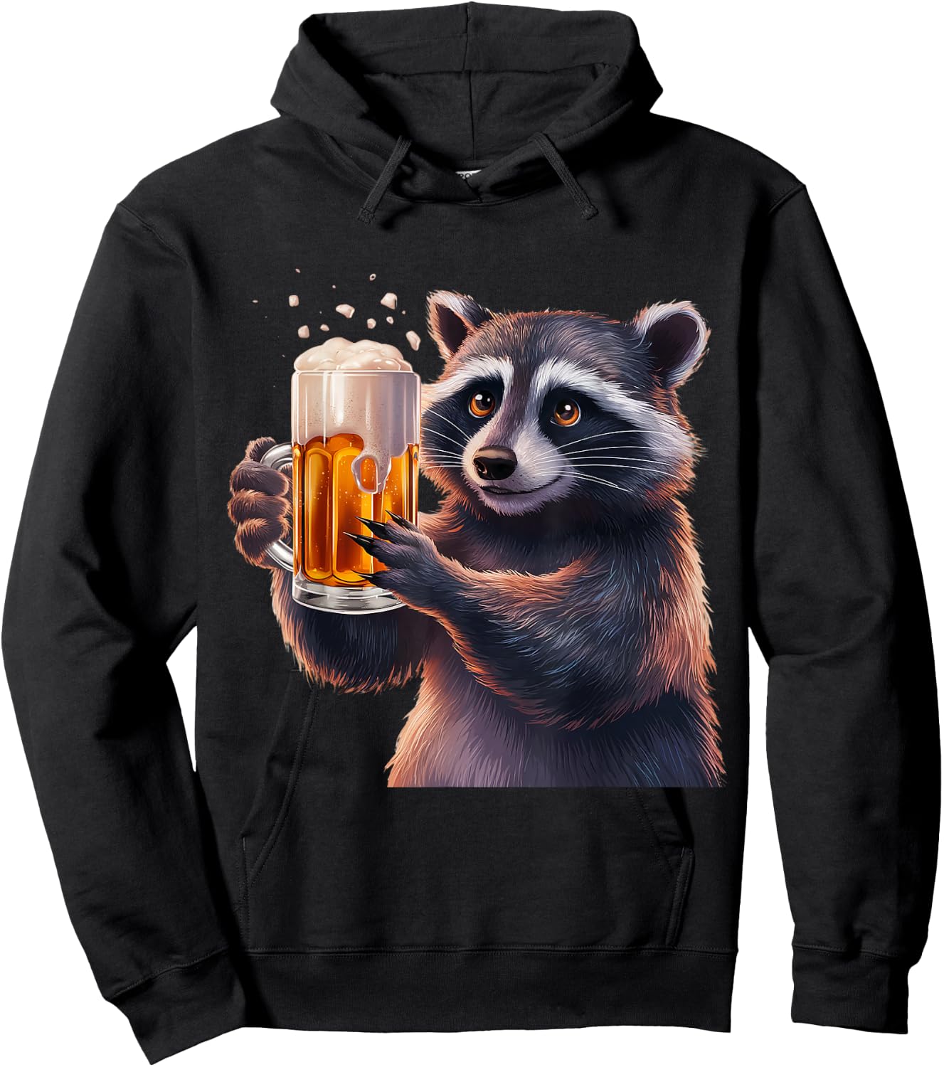 Raccoon & Beer Hoodie - Hoodie | Black