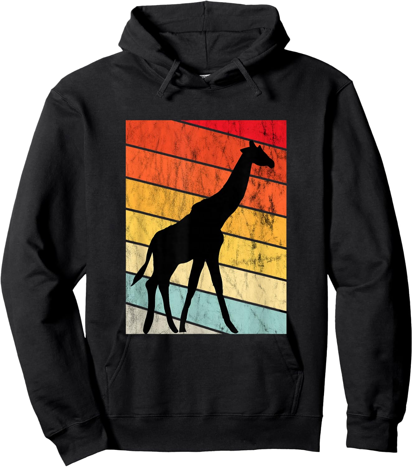 Giraffe Lover Sunset Retro Sunset Zoo Animal Giraffe Hoodie - Hoodie | Black