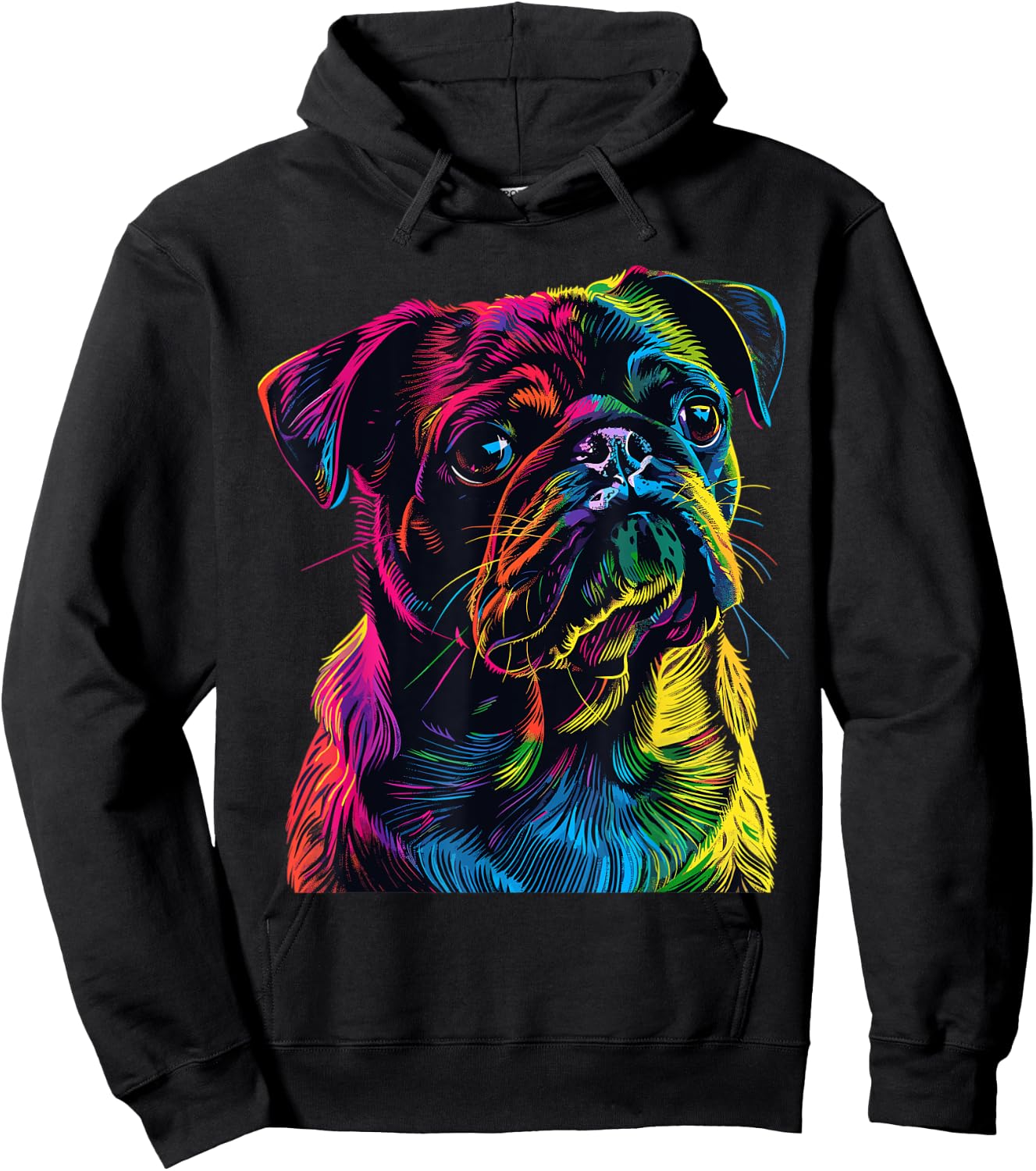 Pug Pop Art Colorful Portrait for Dog Lovers Women Kids Hoodie - Hoodie | Black