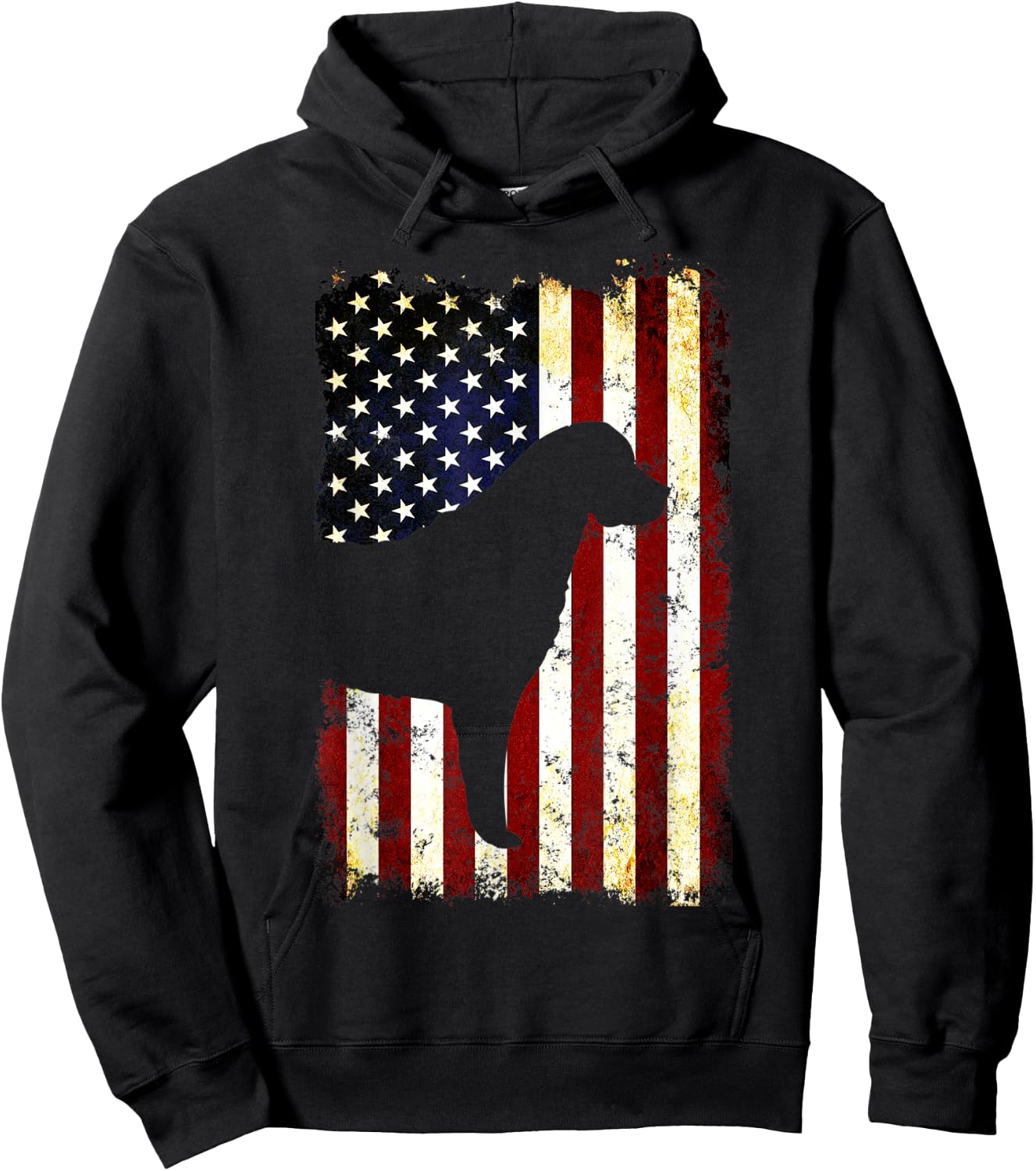 Chesapeake Bay Retriever Silhouette American Flag Hoodie - Hoodie | Black