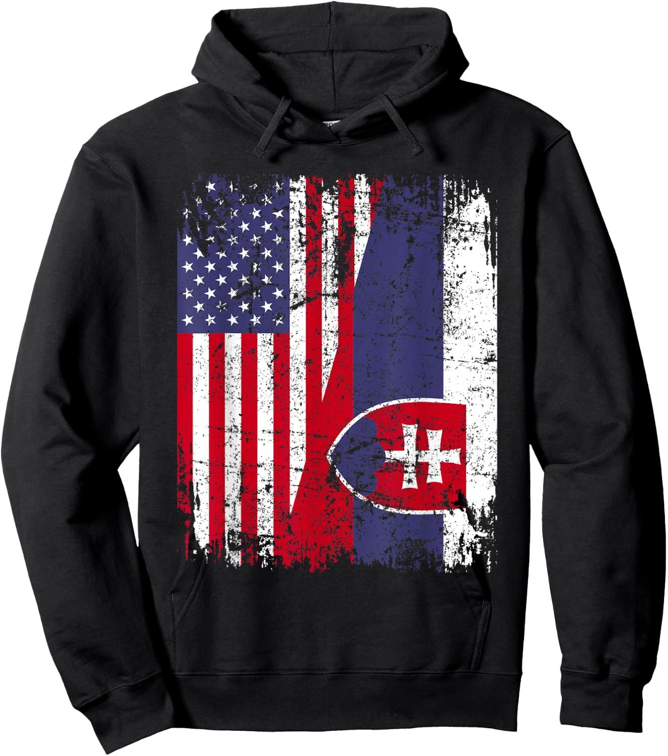 SLOVAK ROOTS | Half American Flag | SLOVAKIA FLAG Hoodie - Hoodie | Black