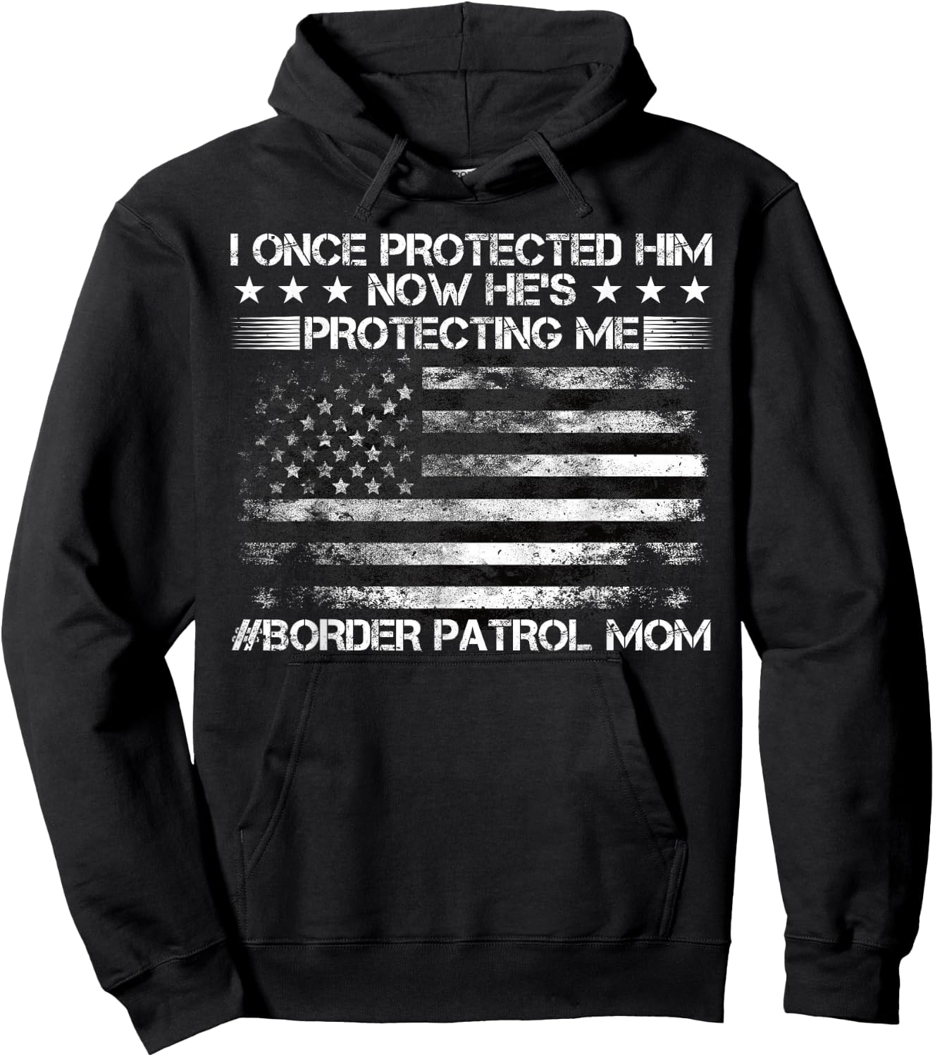 Border Patrol Agent, Green Line US Flag Border Patrol Mom Hoodie - Hoodie | Black