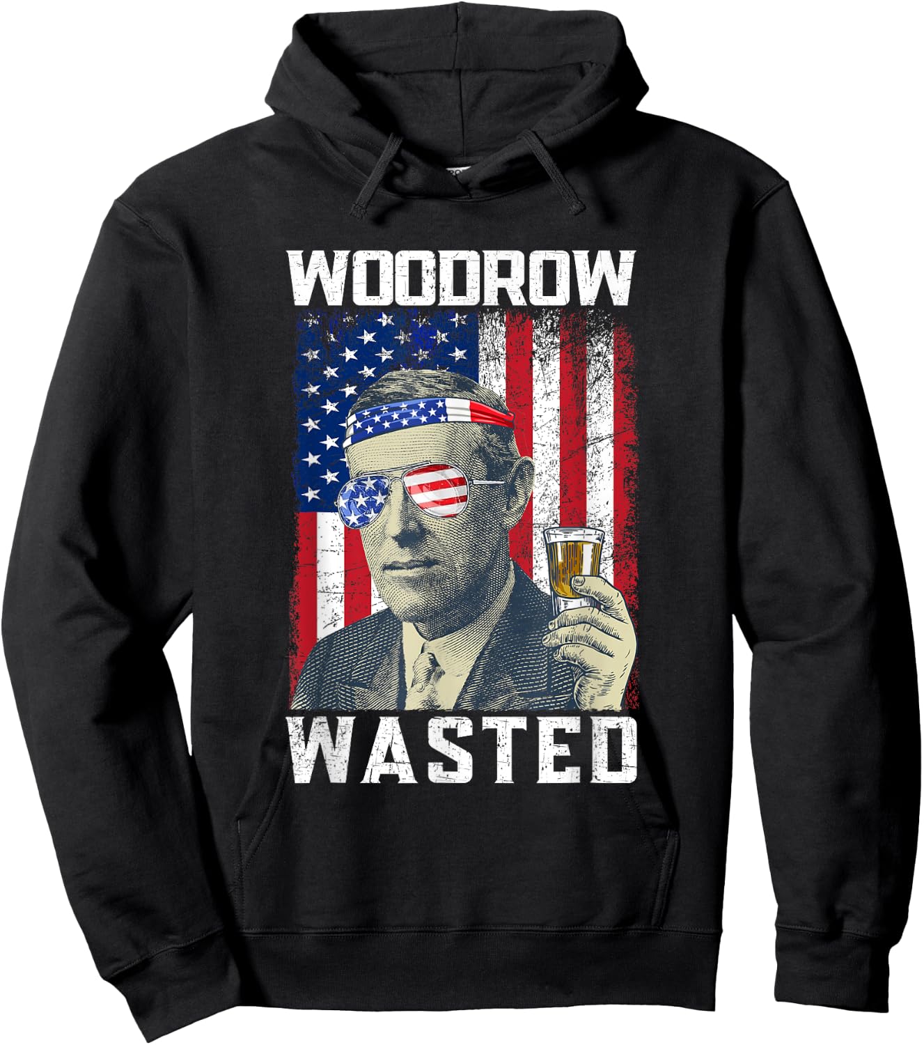Woodrow Wasted 4th July Woodrow Wilson Drinking Party Hoodie - Hoodie | Black