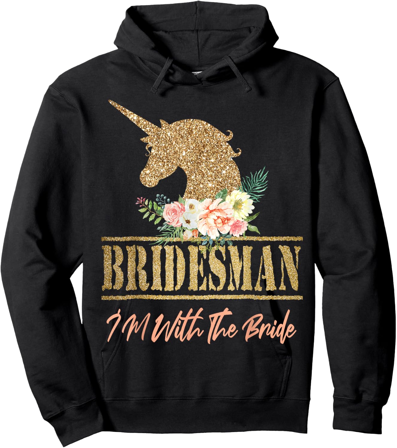 Unicorn Bridesman Gift Wedding Bridal Party Bridesmaid Hoodie - Hoodie | Black