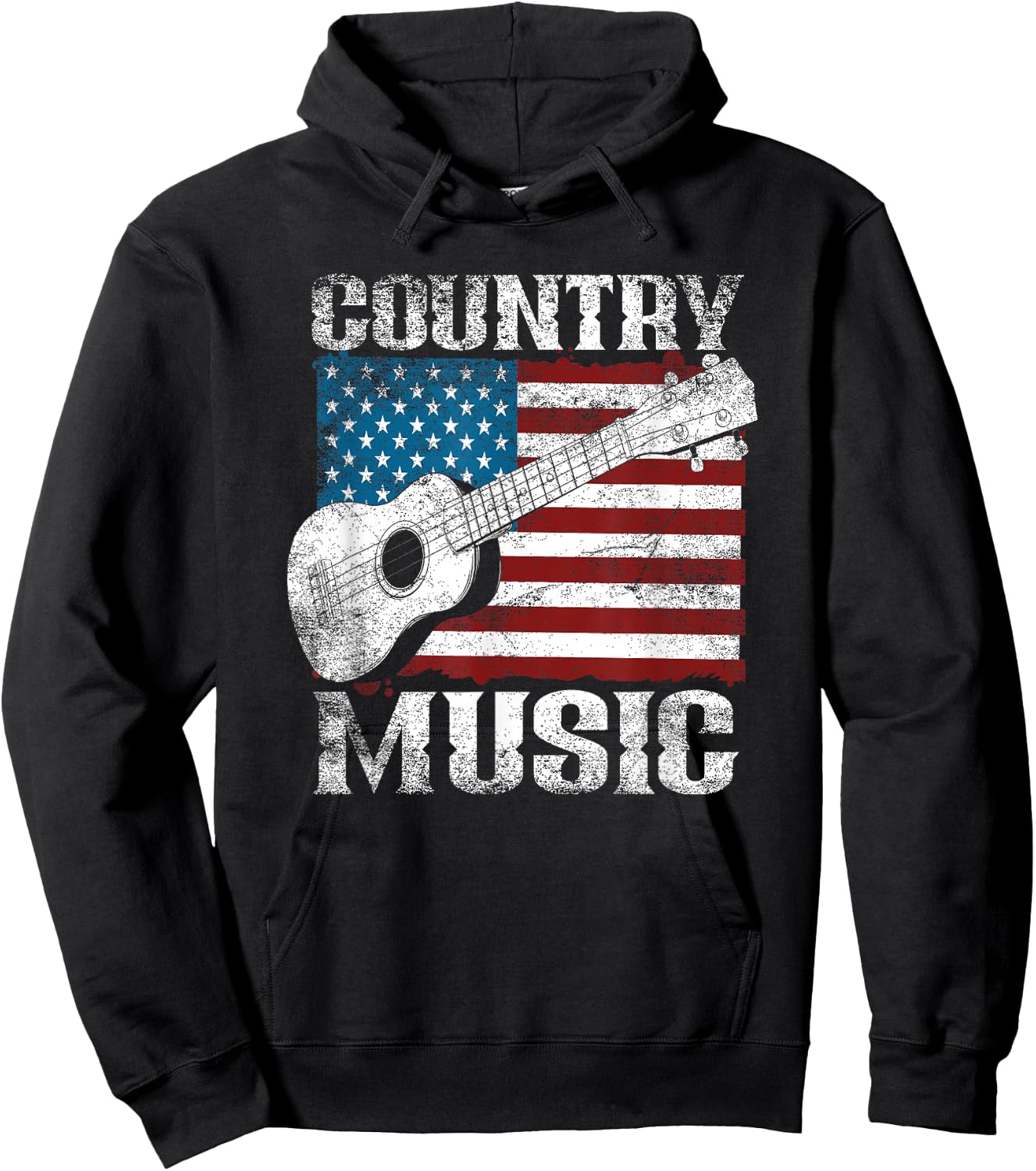 American Flag Guitar Player Funny Country Music Lover Hoodie - Hoodie | Black