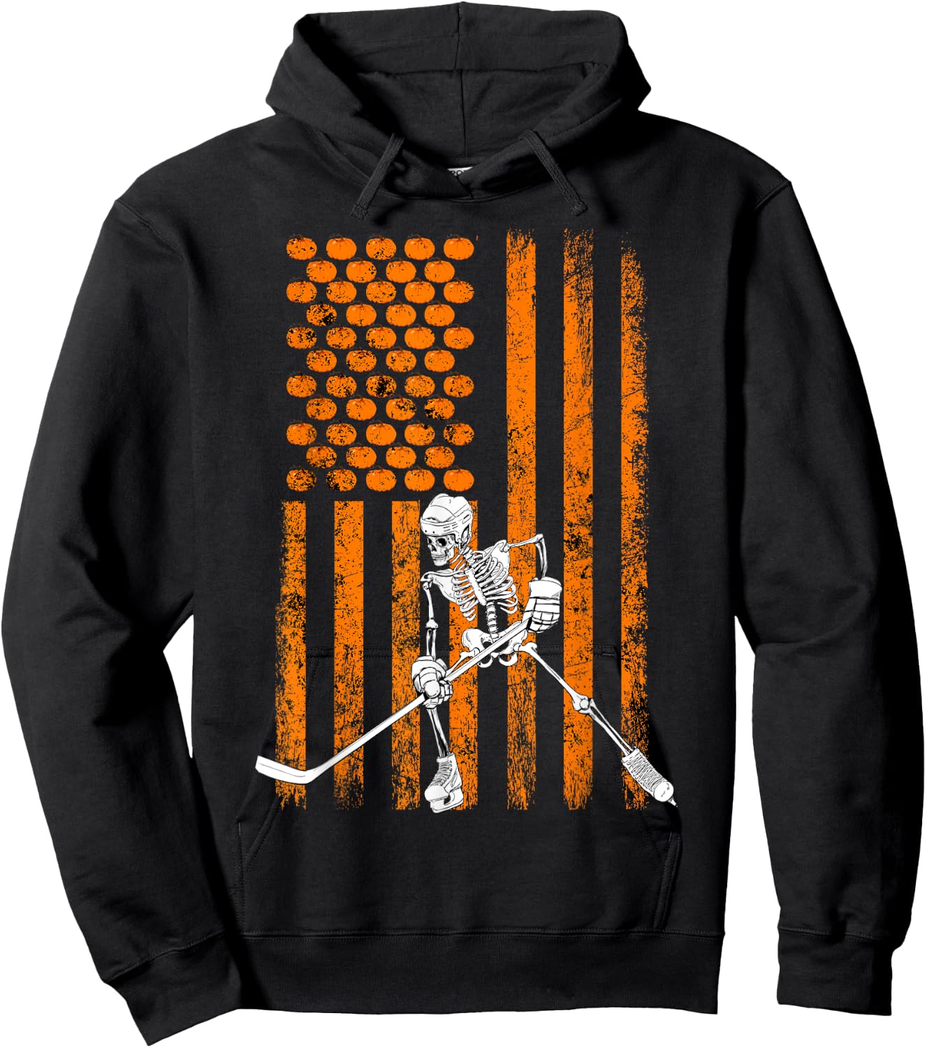 Ice Hockey Player Fan Gift Skeleton Halloween Shirt Men Boys Hoodie - Hoodie | Black