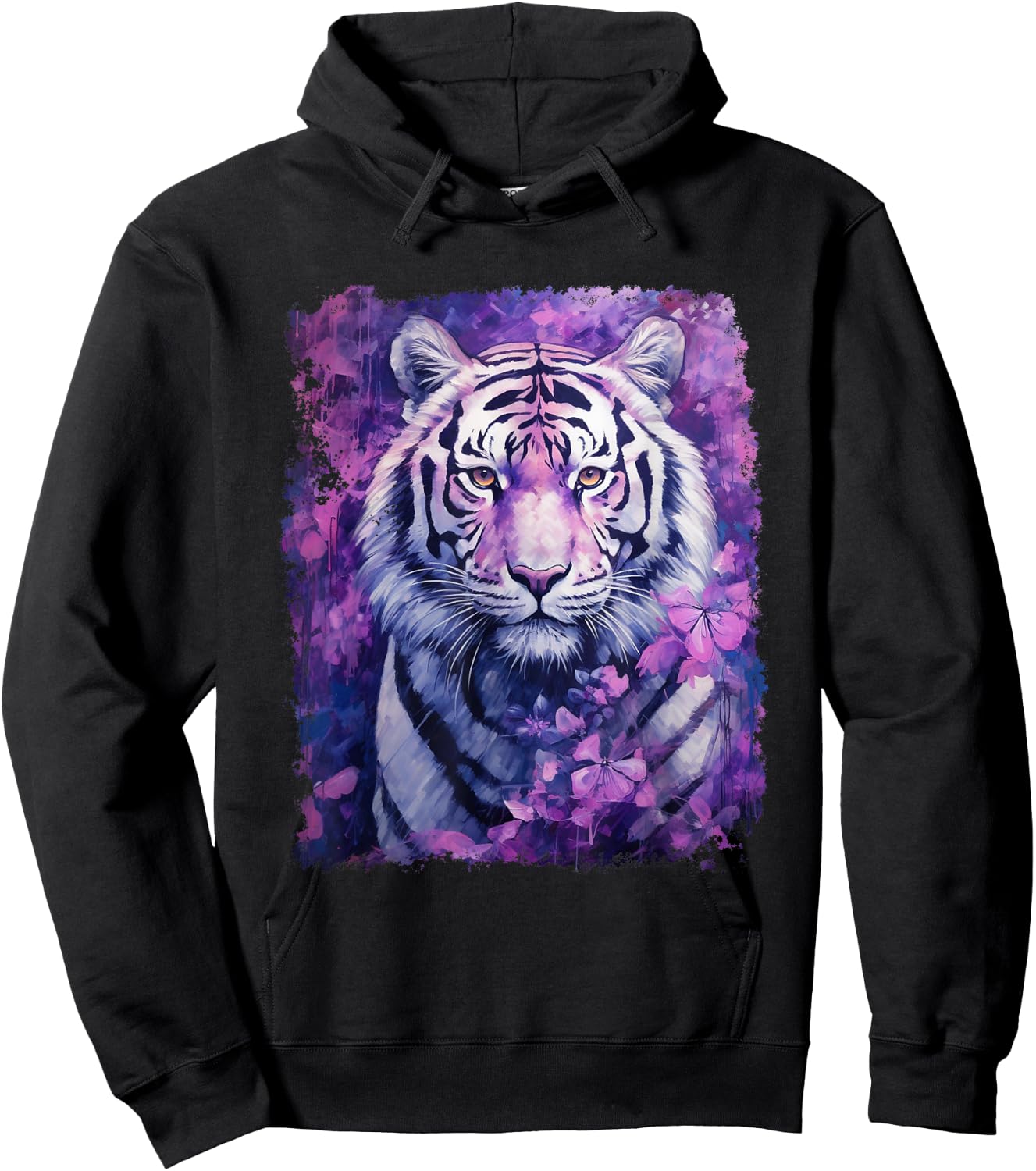 Pop Art Vintage Zoo Animal Tiger Purple Hoodie - Hoodie | Black