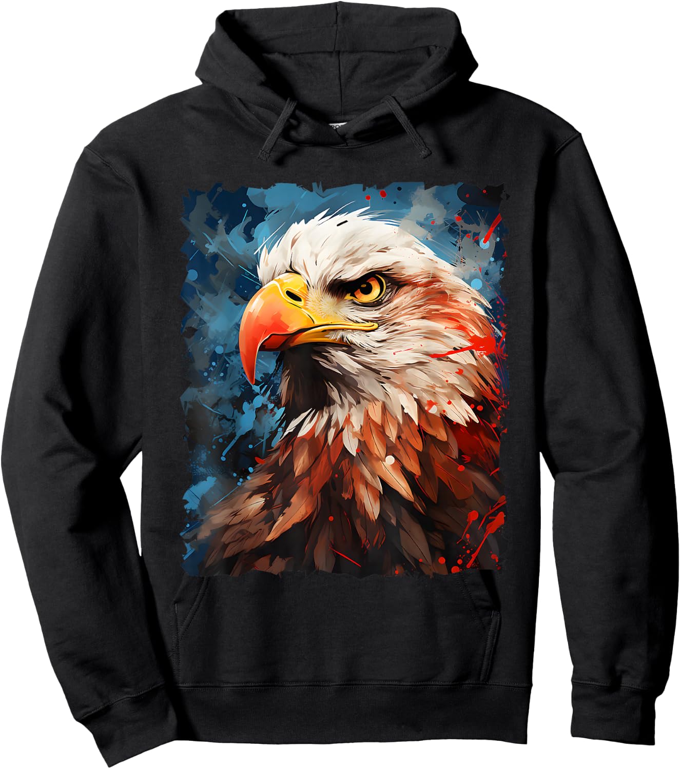 USA Colors Bald Eagle Patriotic 4th July American Bird Hoodie - Hoodie | Black