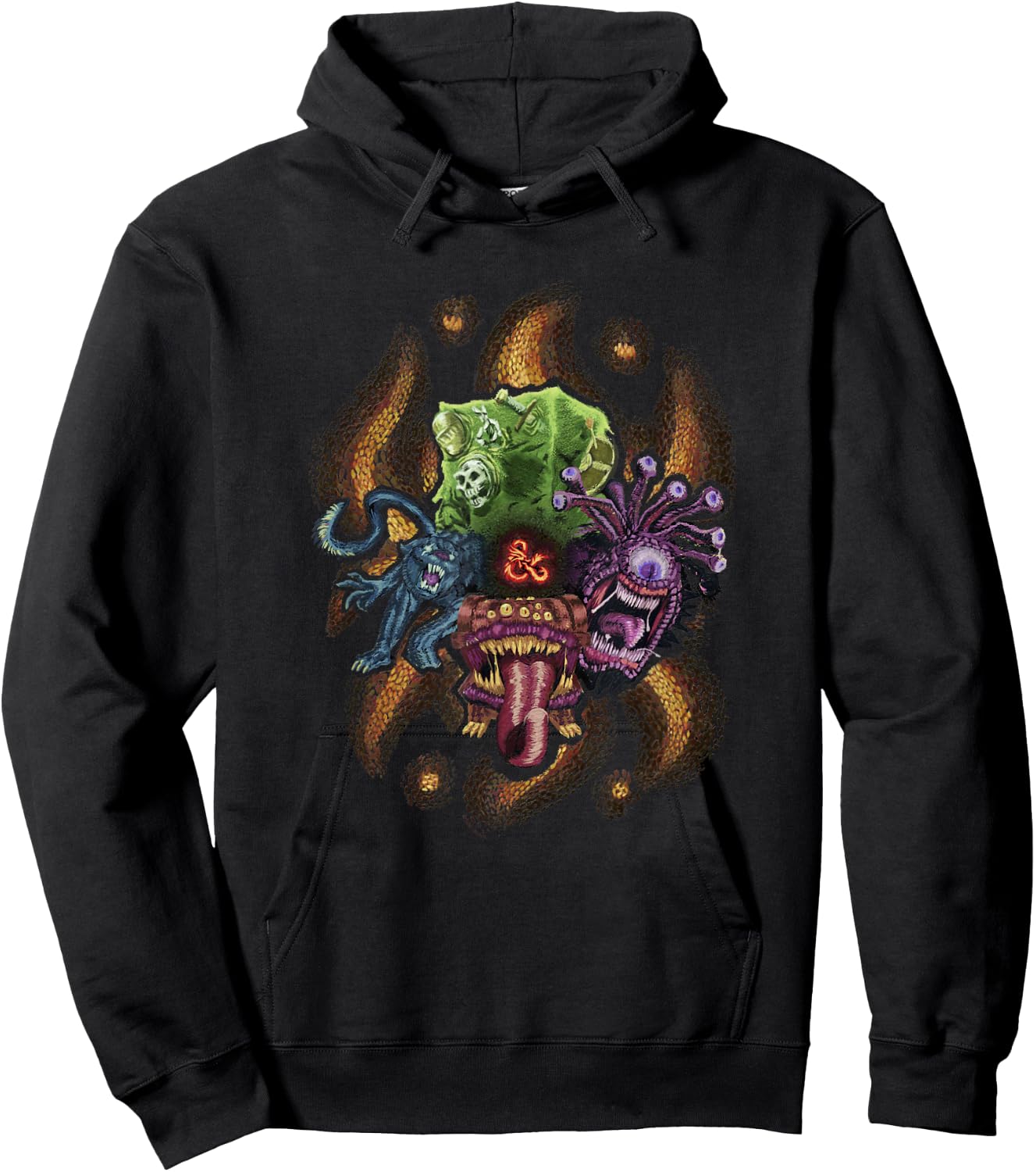 Dungeons & Dragons Vintage Beholder, Mimic, Displacer Beast Hoodie - Hoodie | Black