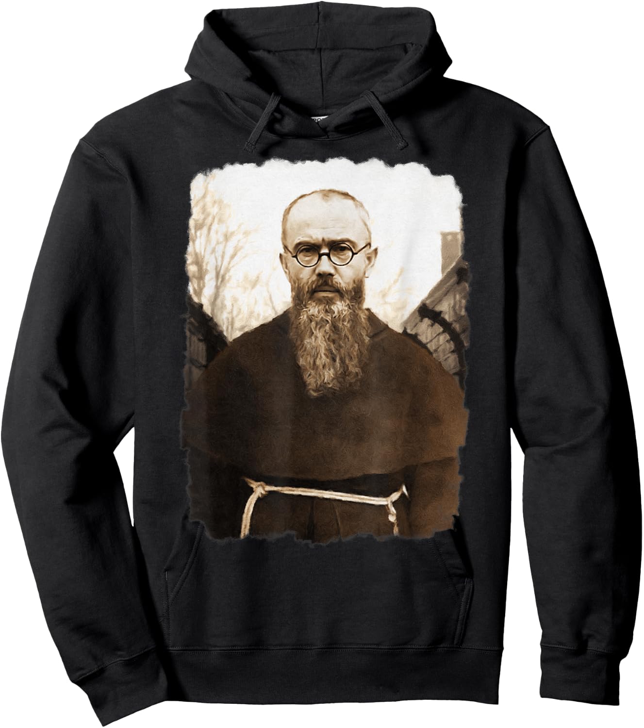 MJ Sacred Art Saint Maximilian Kolbe Catholic Icon Hoodie - Hoodie | Black