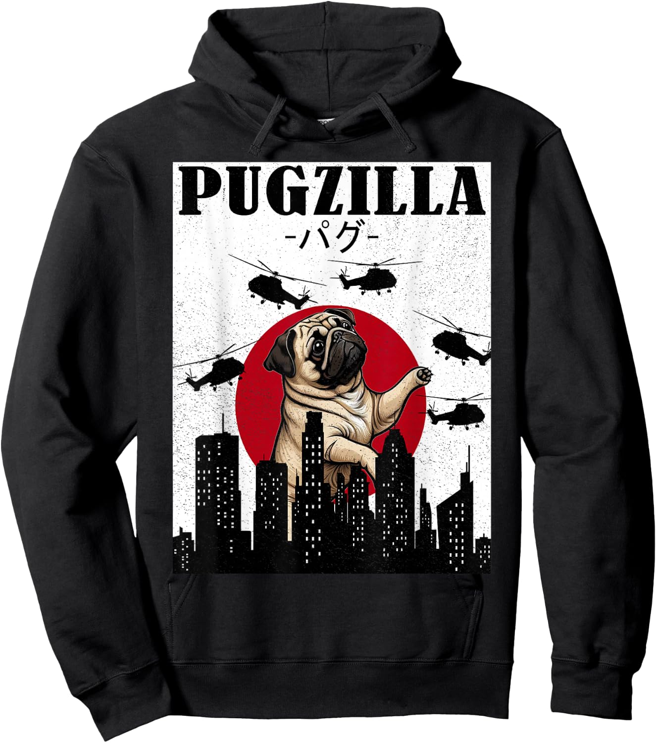 Pug Shirt Funny Pug Owner Pugzilla Dog Lover Funny Hoodie - Hoodie | Black