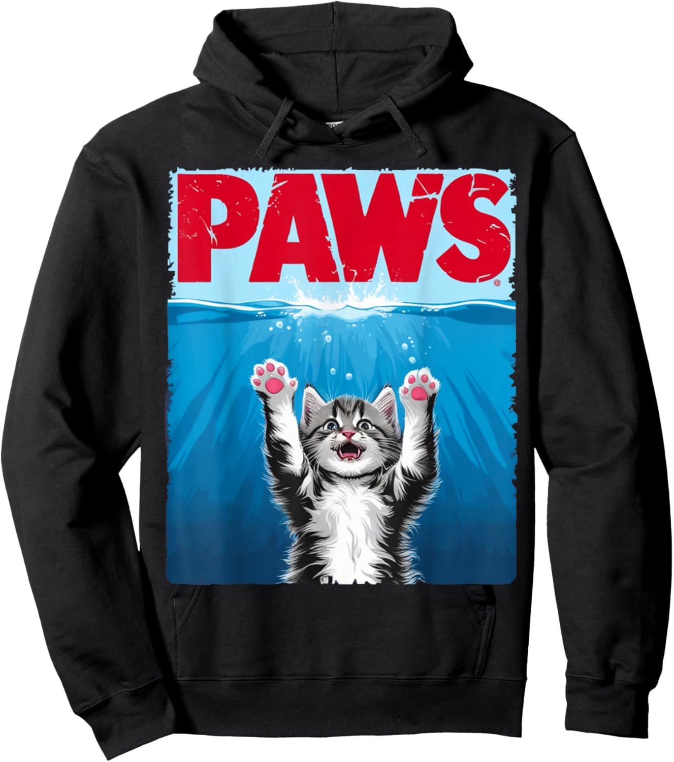 Paws Cat Cute Funny Cat Lover Parody Hoodie - Hoodie | Black