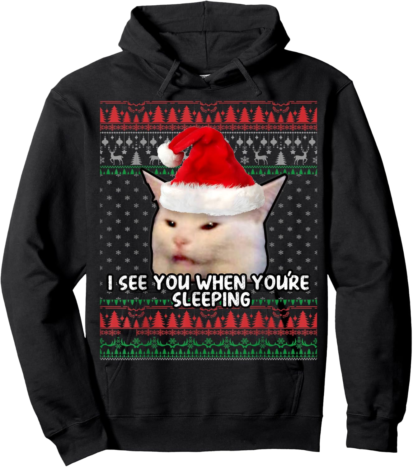 Women Yelling at Smudge the Cat Christmas Hoodie - Hoodie | Black