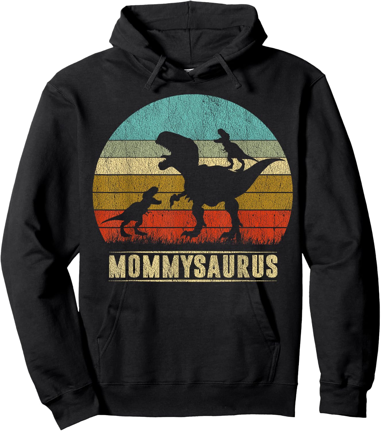 Mommy Dinosaur Mommysaurus 2 Two kids Matching Family Hoodie - Hoodie | Black