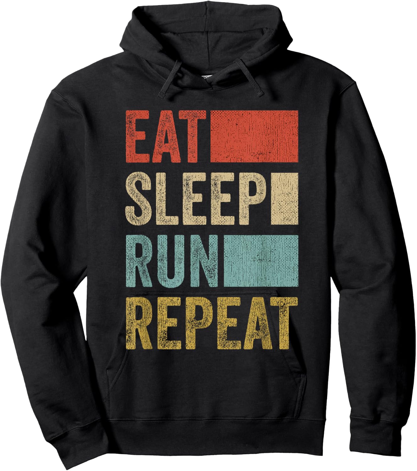 Retro Runner Outfit Eat Sleep Run Repeat Funny Running Hoodie - Hoodie | Black