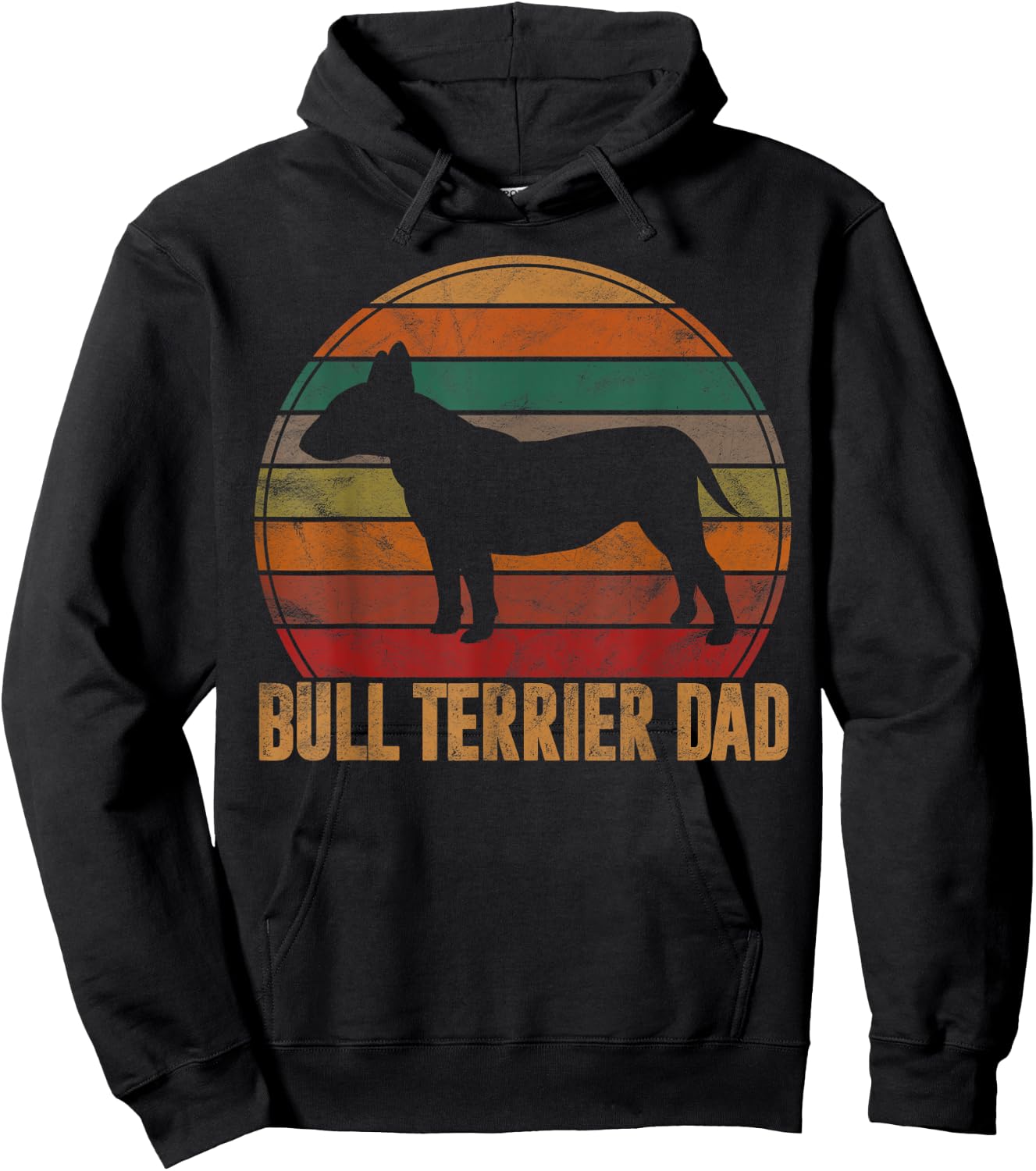 Retro Bull Terrier Dad Bully Daddy Dog Owner Pet Father Hoodie - Hoodie | Black