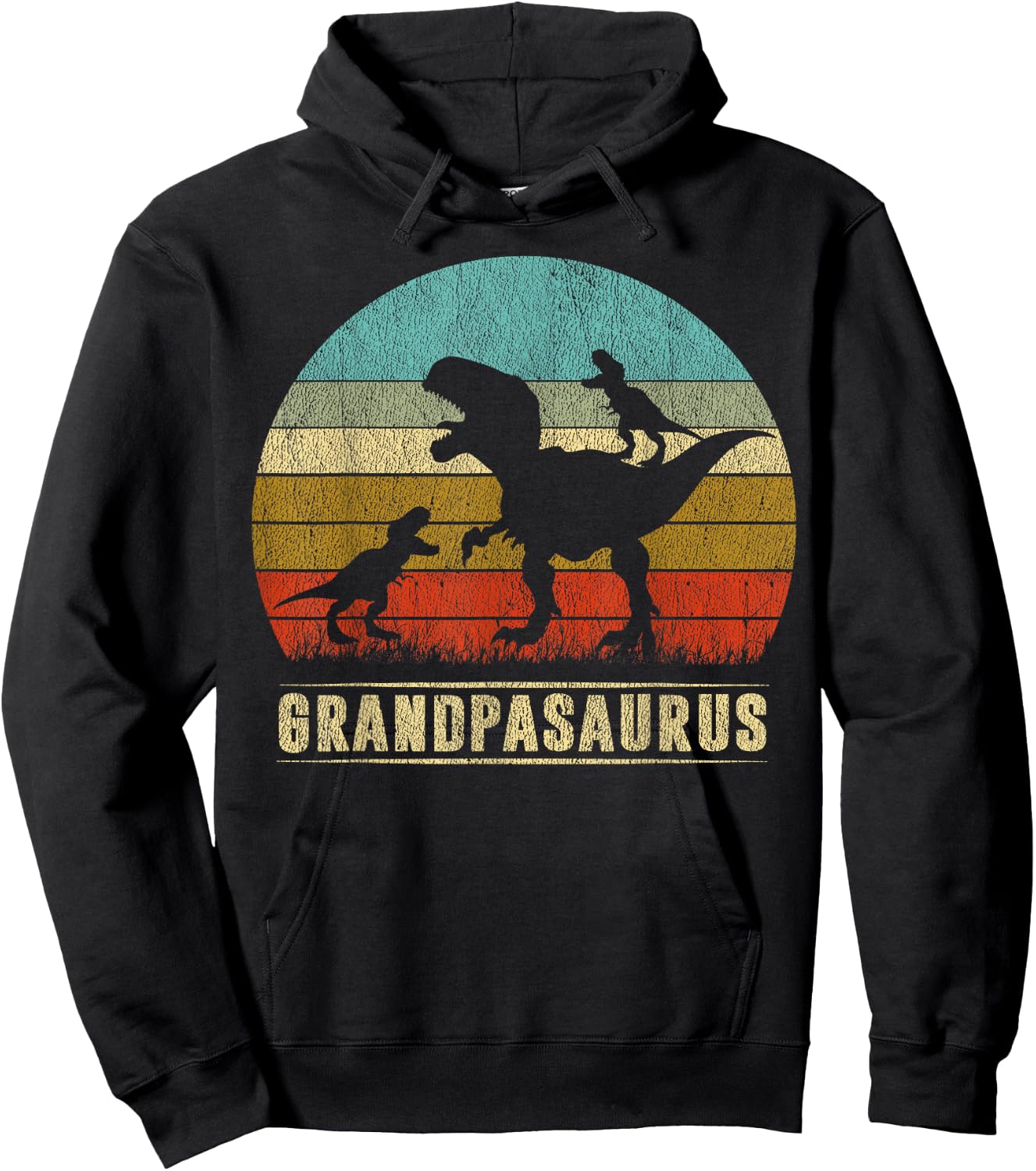 Grandpa Dinosaur Grandpasaurus 2 Two kids Father's Day Hoodie - Hoodie | Black
