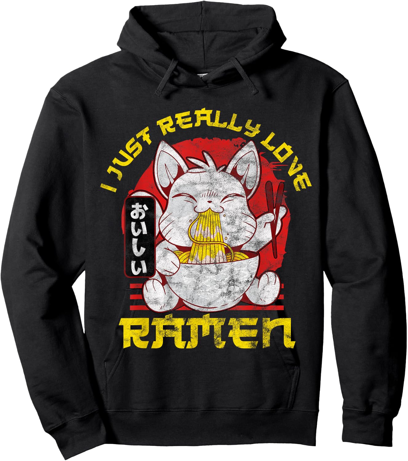 Kawaii Anime Cat Japenese I Just Really Love Ramen Gift Hoodie - Hoodie | Black