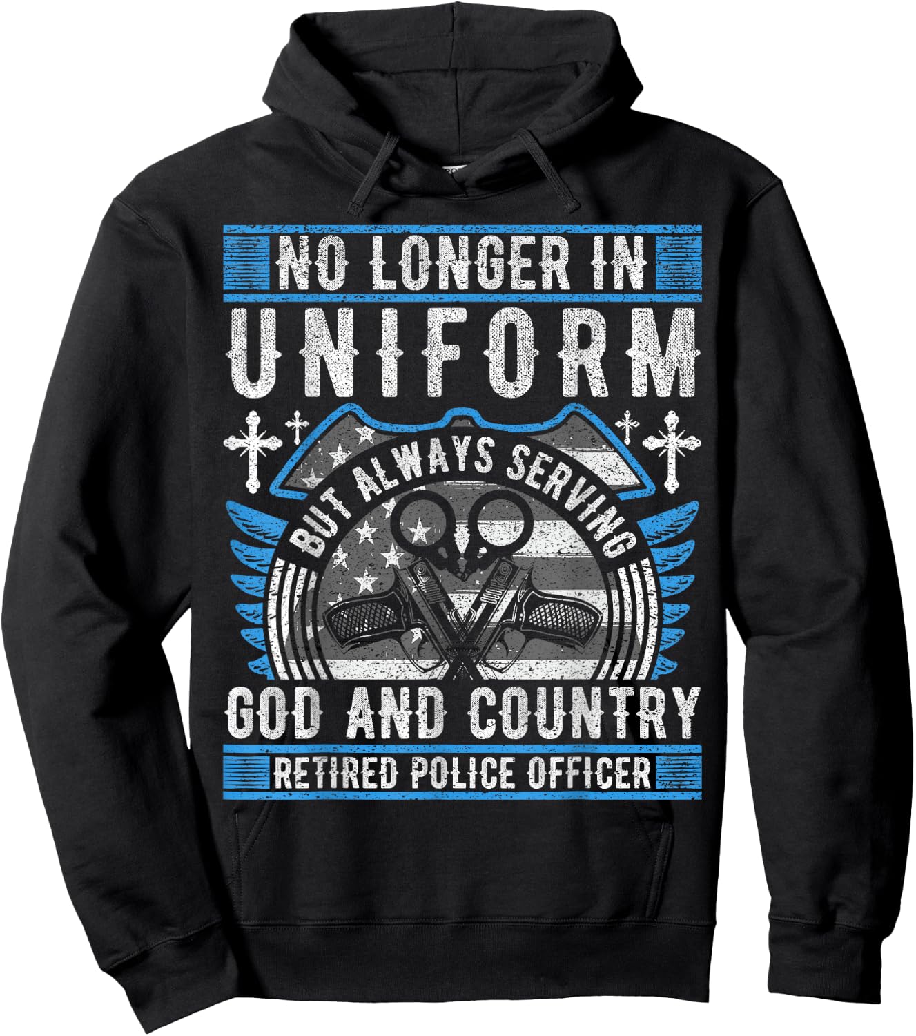 Police Officer Vintage Flag - Retired Police Hoodie - Hoodie | Black