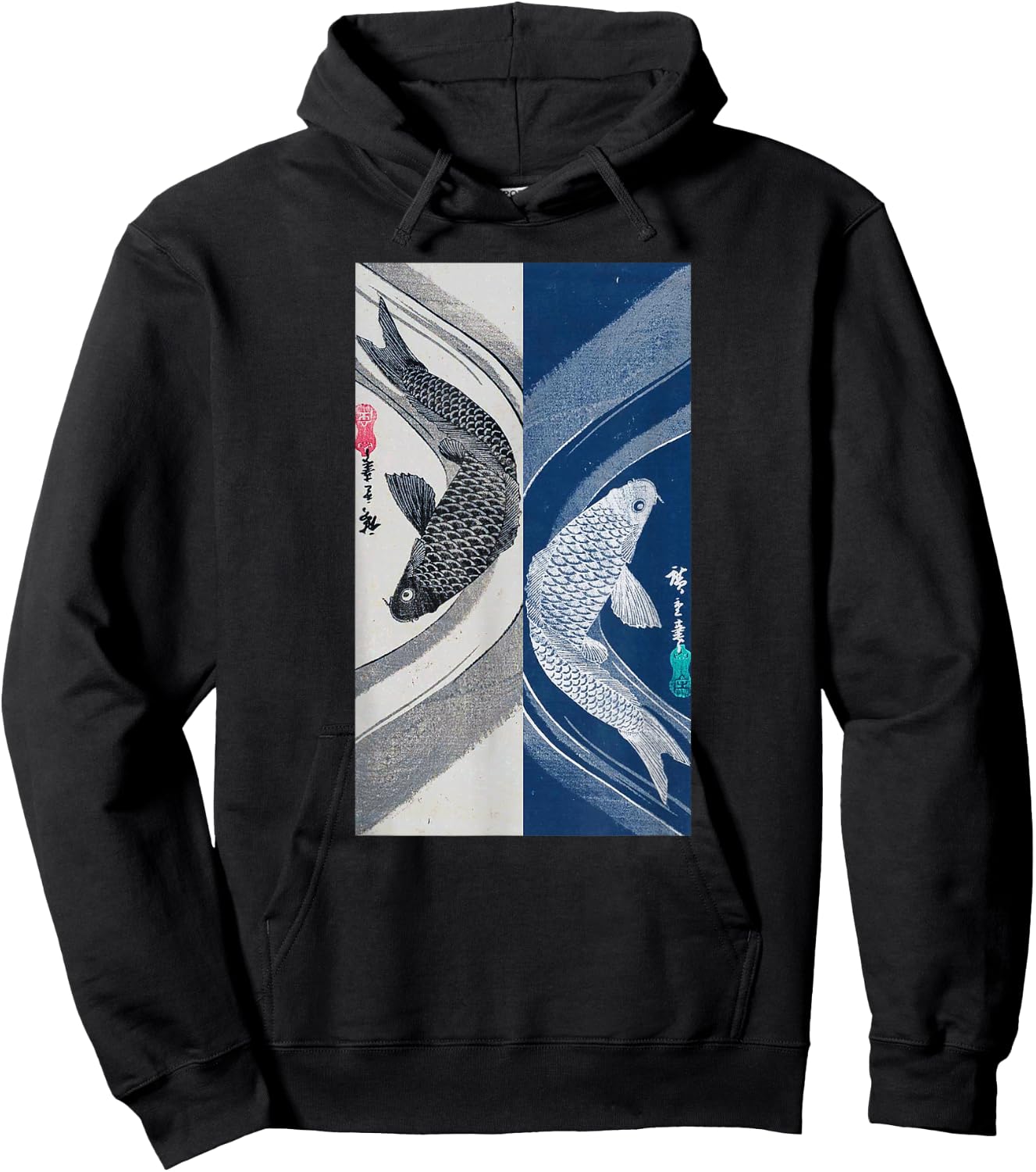 Japanese Art Fish Graphic Design 2 Hoodie - Hoodie | Black