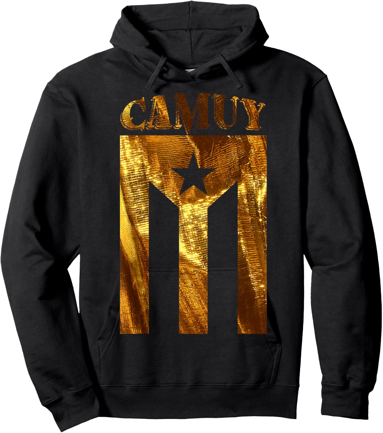 Puerto Rican Camuy Gold Boricua, Puerto Rico Flag Shirt Hoodie - Hoodie | Black