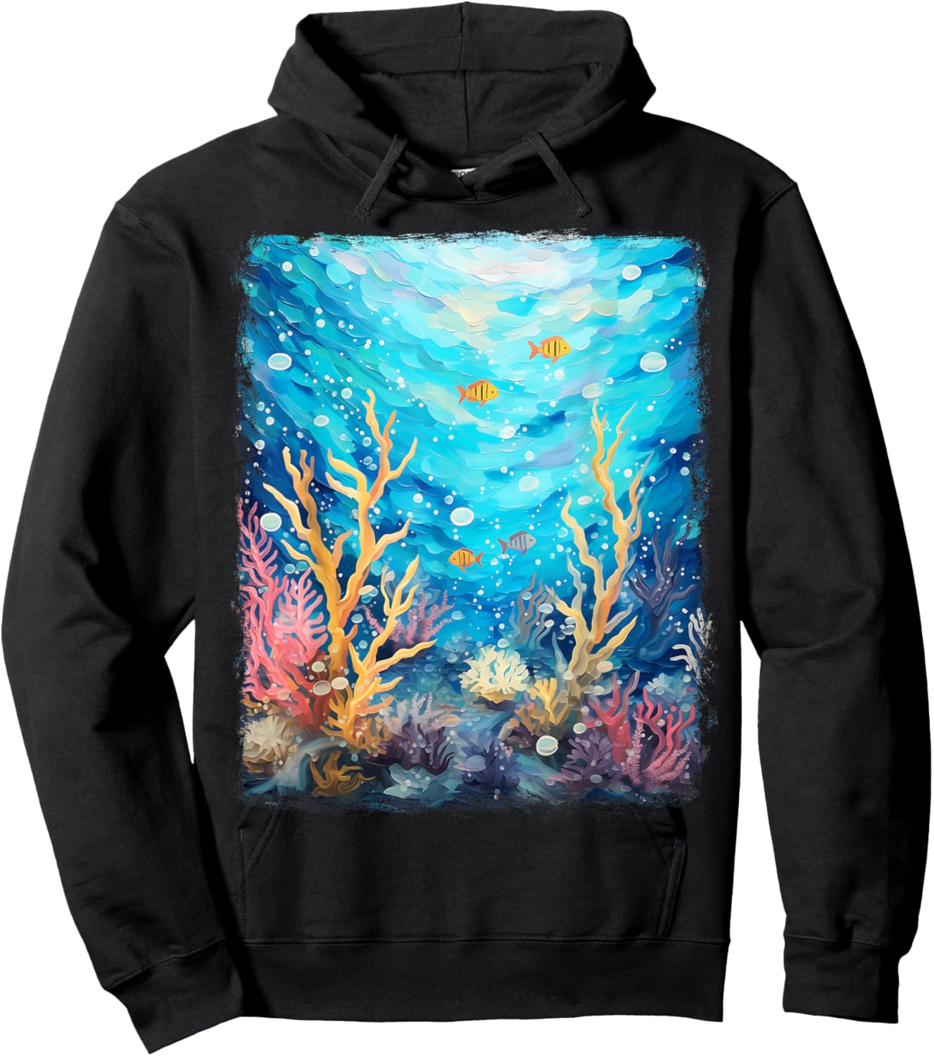 Coral Reef Sea Ocean Starry Night Painting Hoodie - Hoodie | Black