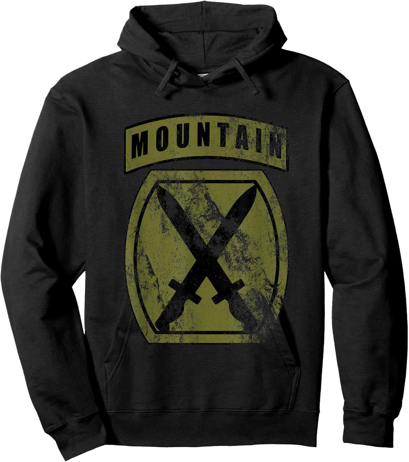 10th Mountain Division Patch 10th MTN OD Green Camo vintage Hoodie - Hoodie | Black