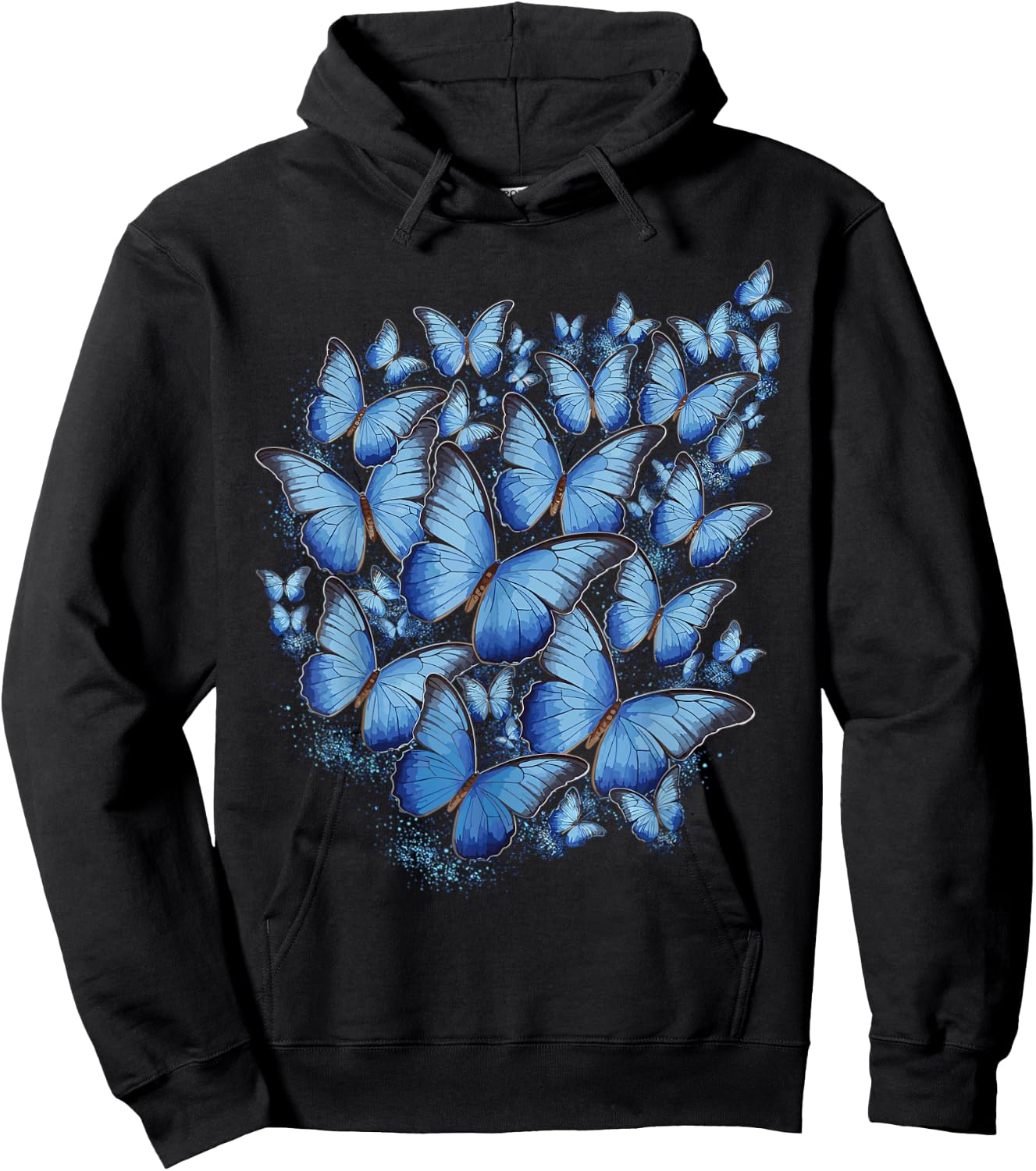 Blue Butterfly Art Garden Butterflies Hoodie - Hoodie | Black