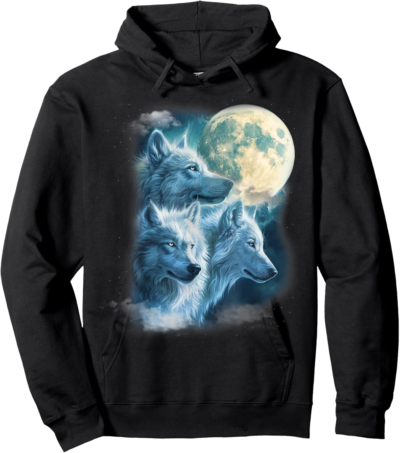 Full Moon 3 White Wolf Wolves Beautiful Icy Animal Women Hoodie - Hoodie | Black