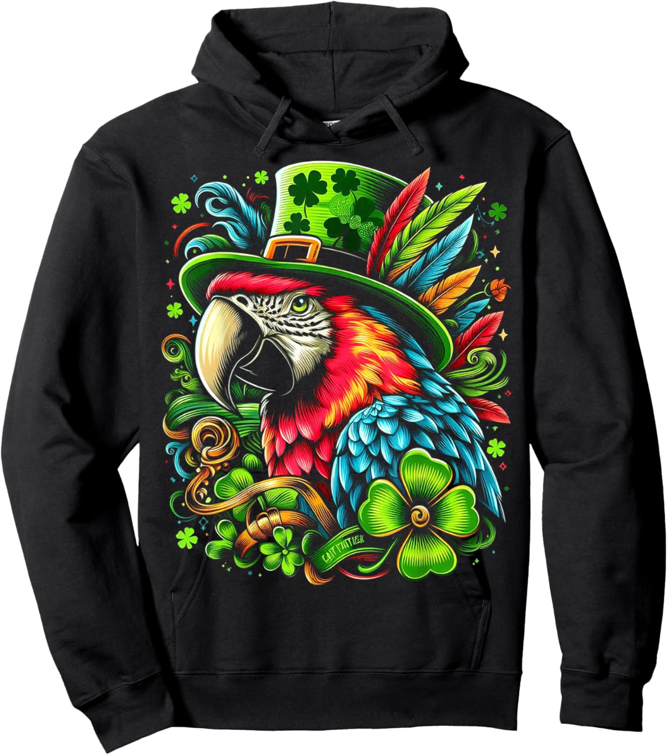 Cute Parrot With Saint Patrick's Day Hoodie - Hoodie | Black
