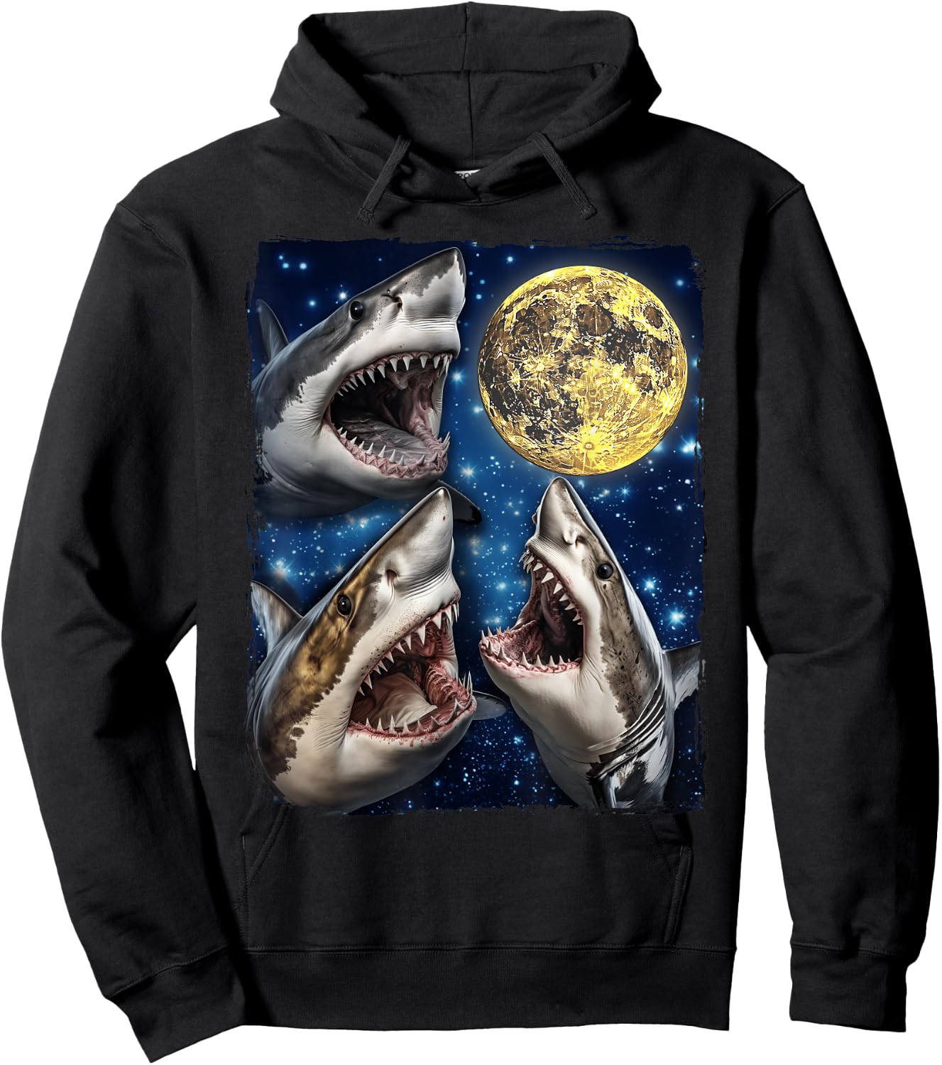 Sharks Howling At The Moon Hoodie - Hoodie | Black