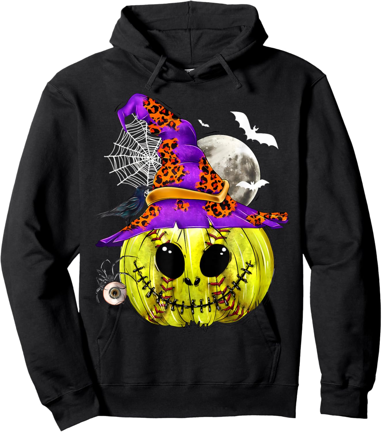 Softball Pumpkin Witches Softball Player Halloween Costume Hoodie - Hoodie | Black