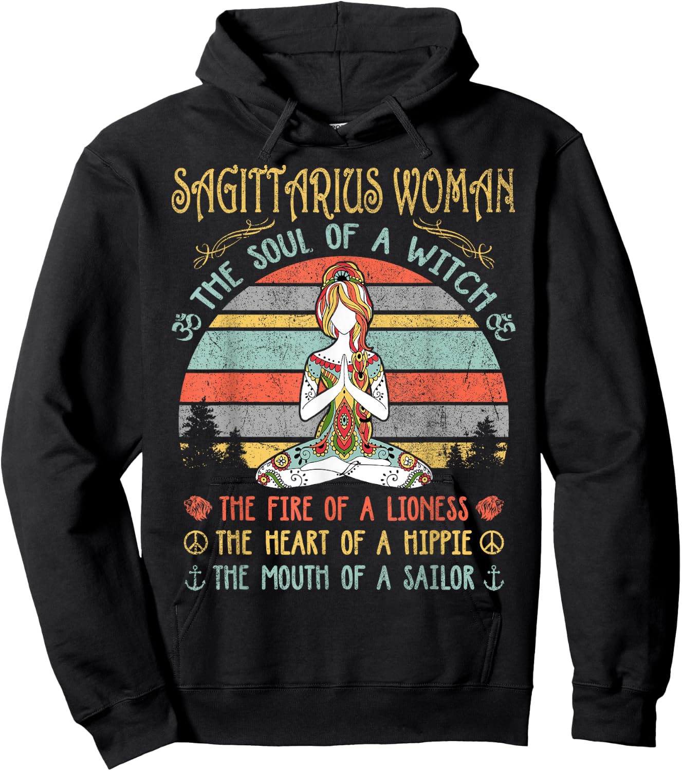 Sagittarius Woman The Soul Of A Witch Vintage Birthday Hoodie - Hoodie | Black