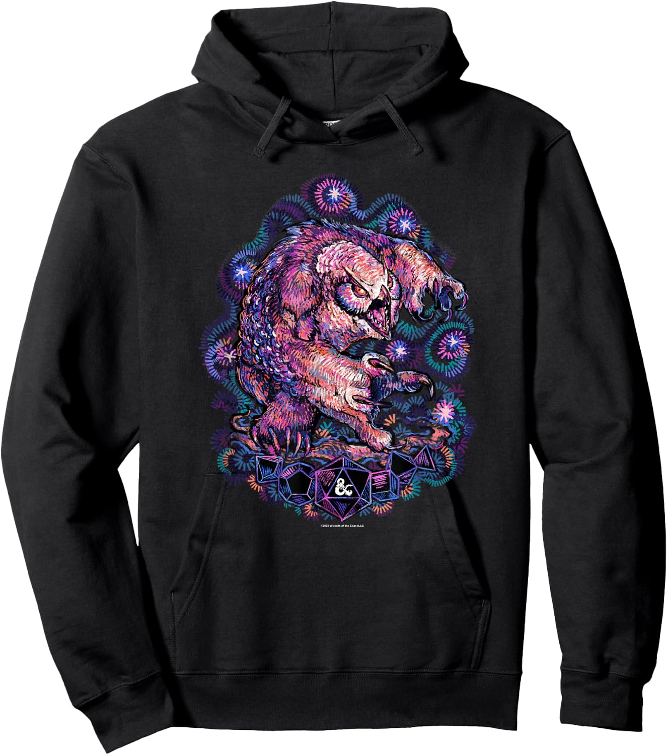Dungeons & Dragons Starry Night Owlbear Painted Neon Logo Hoodie - Hoodie | Black