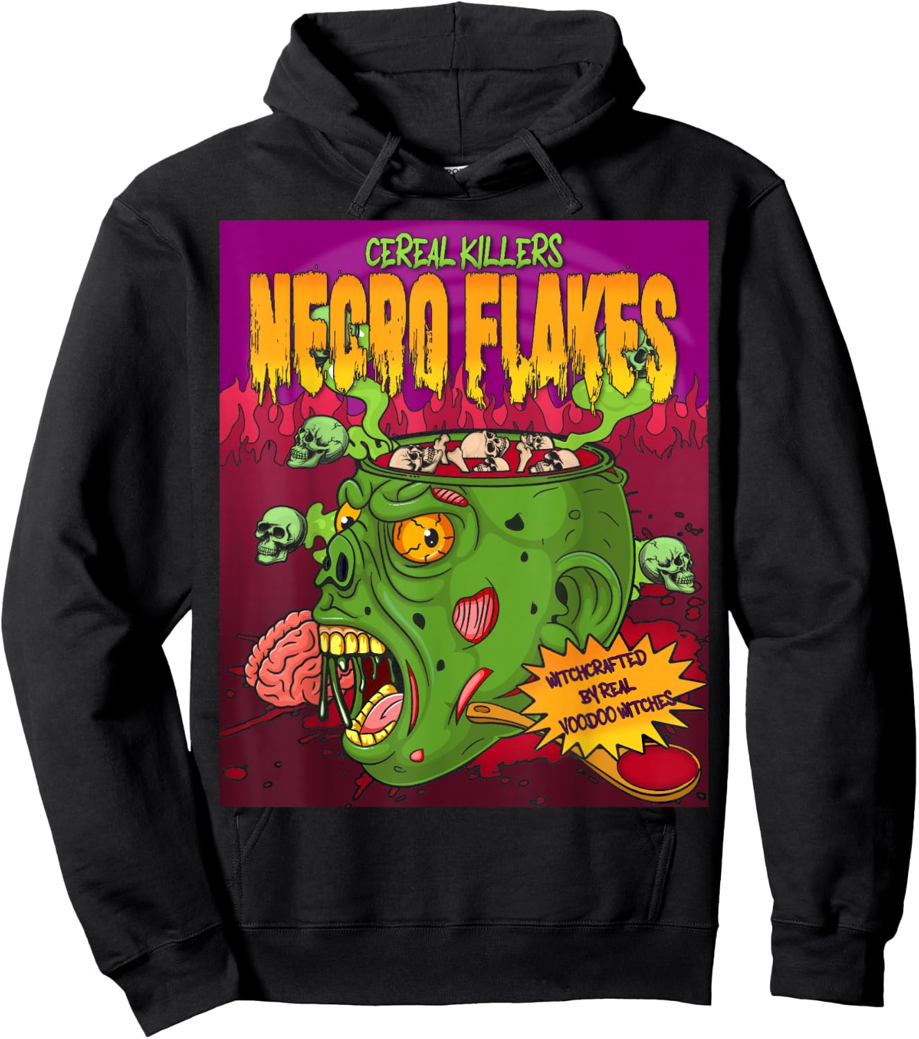 Necro Flakes Zombie Cereal Killers VooDoo Witch Doctor Hoodie - Hoodie | Black