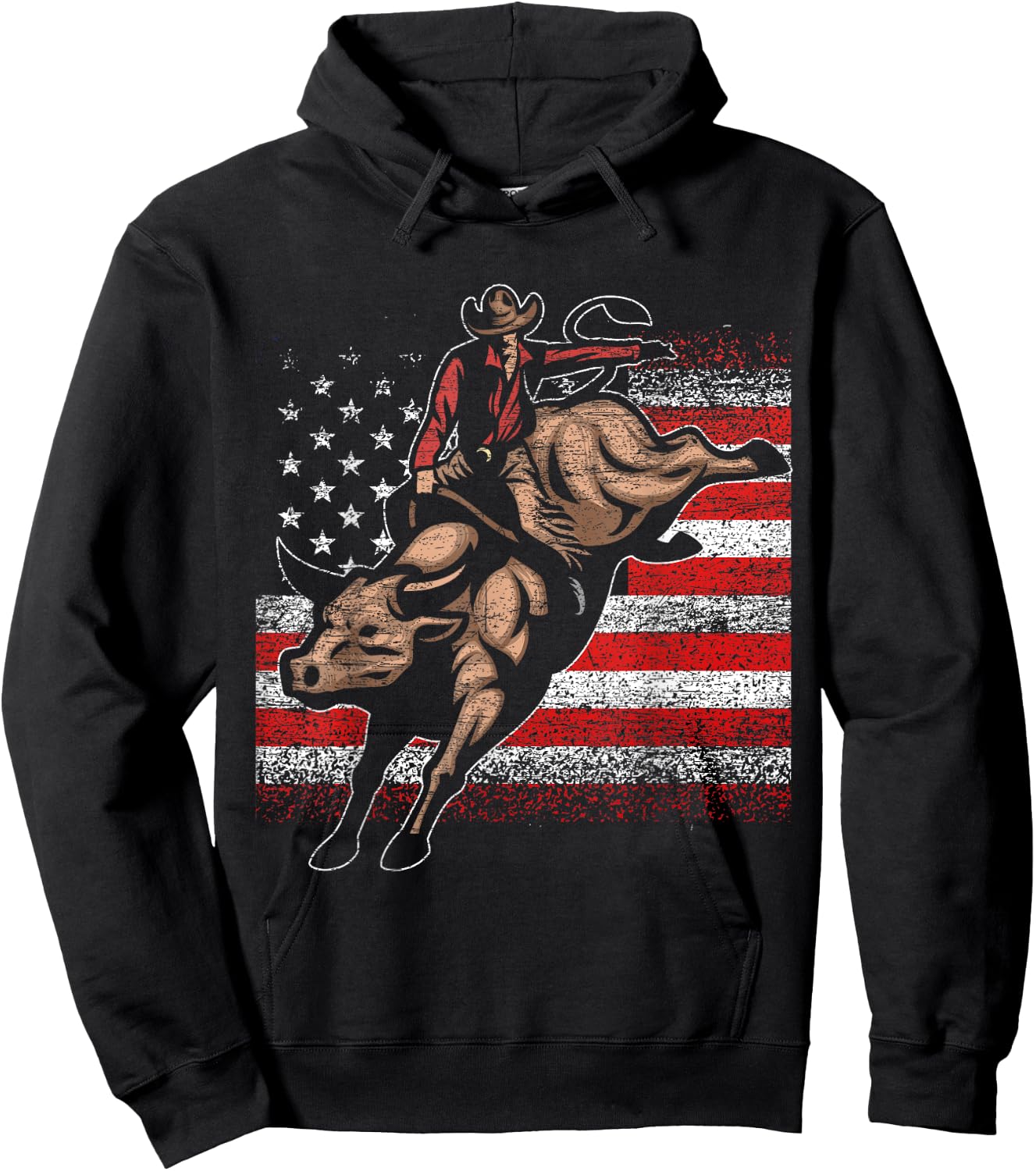 USA Bull Rider Cowboy Hoodie - Hoodie | Black