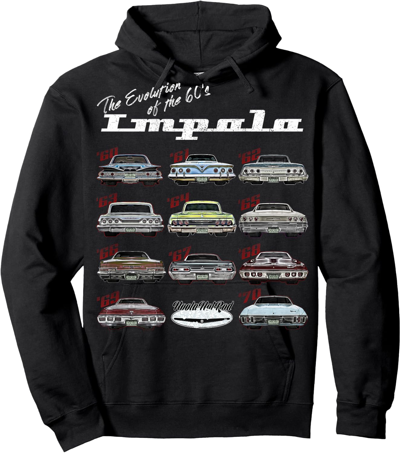 Evolution of the 60s Impala 1960 Hot Rod Muscle Car mashup Hoodie - Hoodie | Black