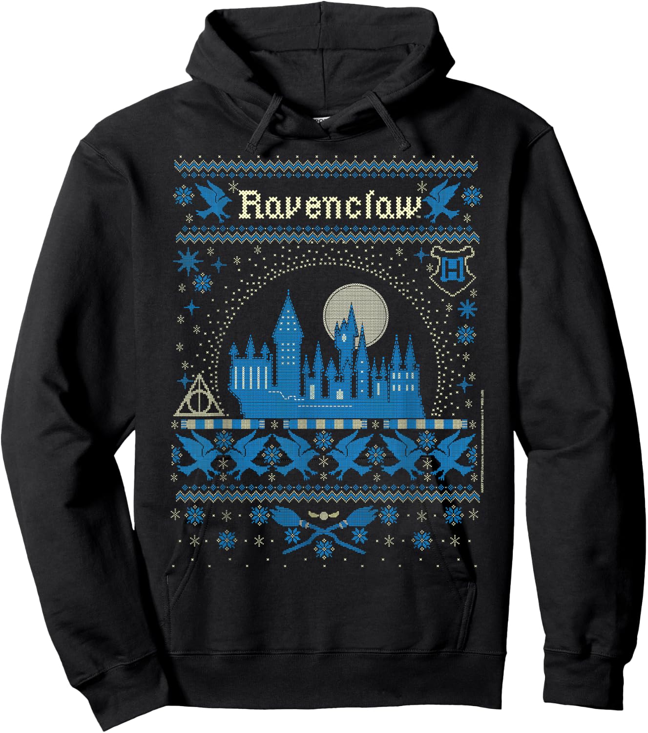 Harry Potter Christmas Ravenclaw Ugly Sweater Hoodie - Hoodie | Black
