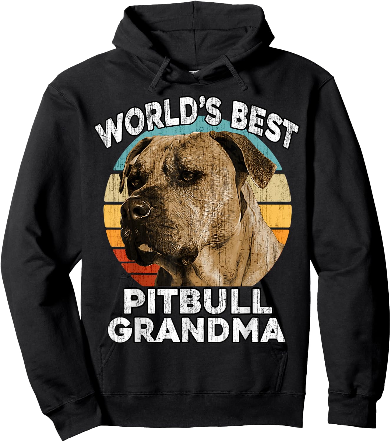 Pit bull Grandma Funny Worlds Best PitBull Grandma Vintage Hoodie - Hoodie | Black