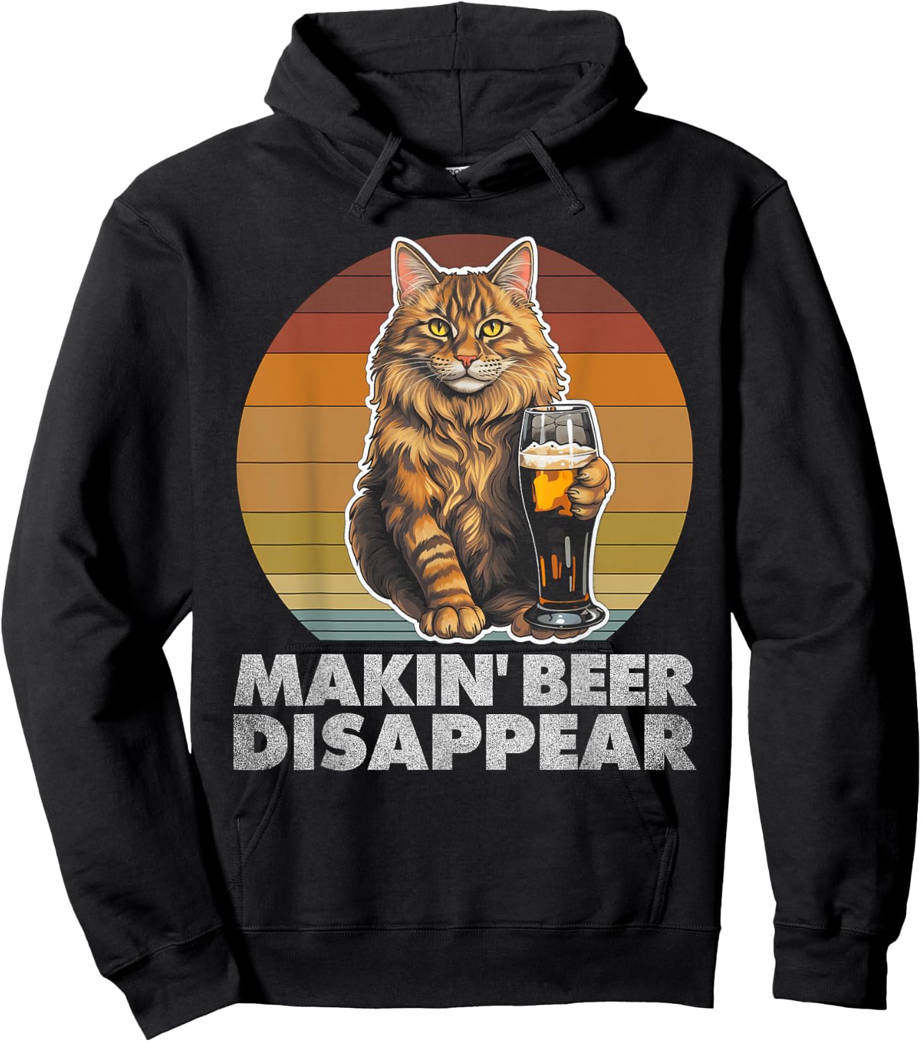 Cat Vintage Funny IPA Beer Drinking Retro Men Dad Mom Women Hoodie - Hoodie | Black