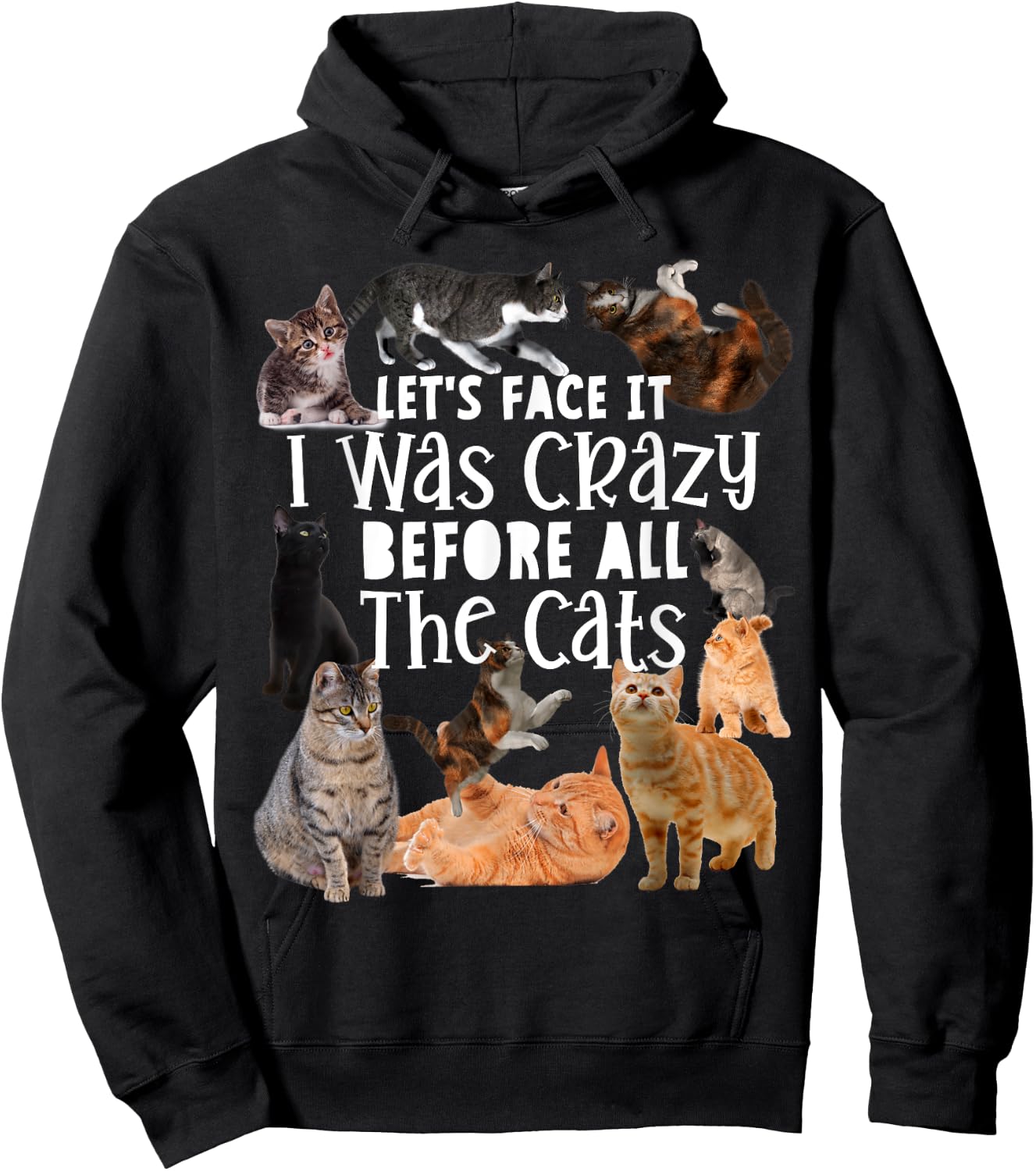 Let's Face It I Was Crazy Before The Cats Funny Gift Hoodie - Hoodie | Black