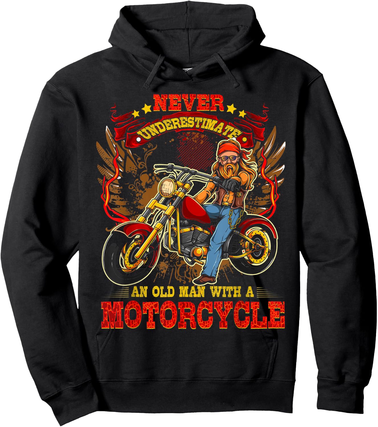 Biker Never Underestimate An Old Man Motorcycle Motocross Hoodie - Hoodie | Black