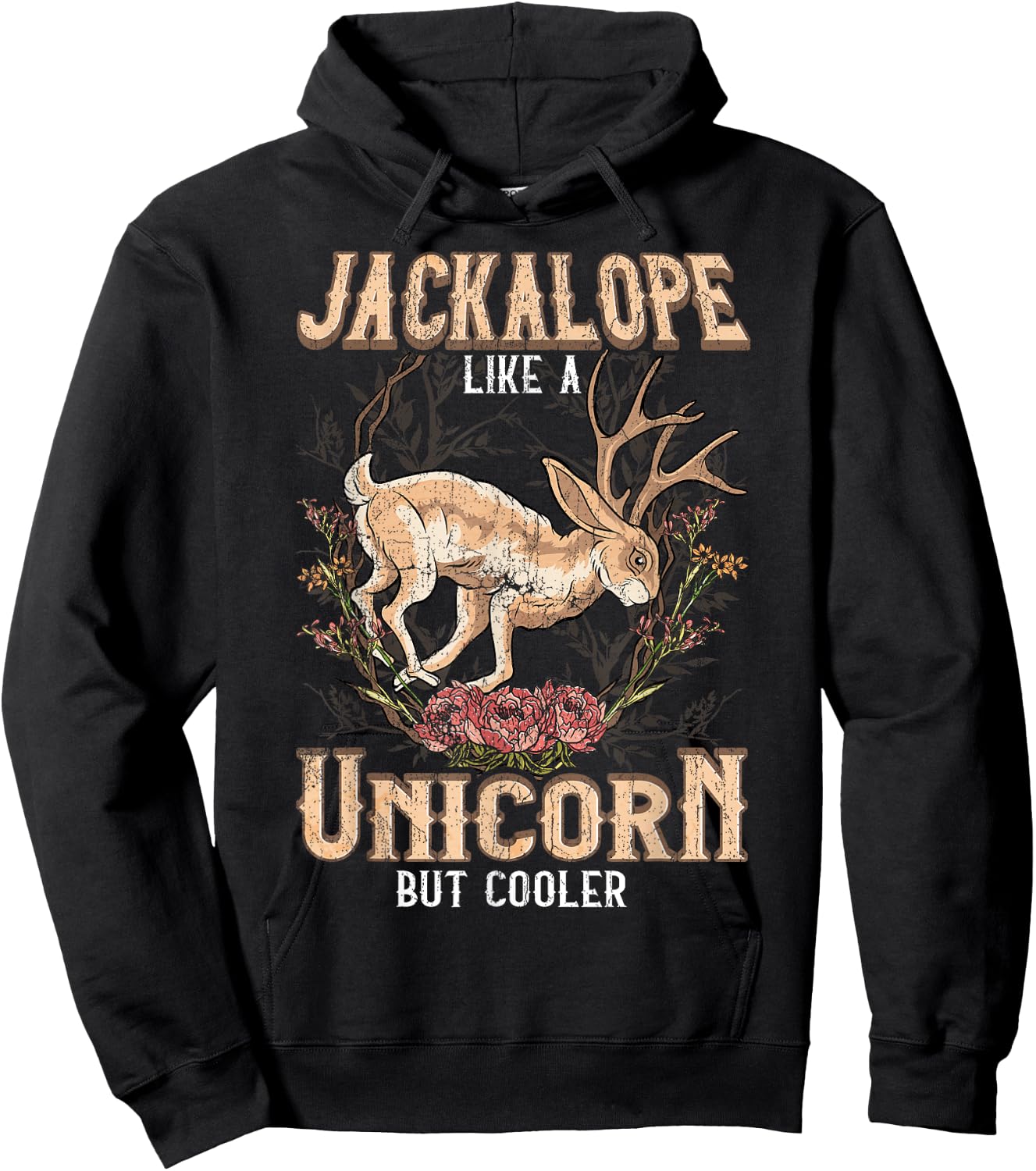 Cryptozoology Vintage Retro Spirit Jackalope Xmas Gift Hoodie - Hoodie | Black