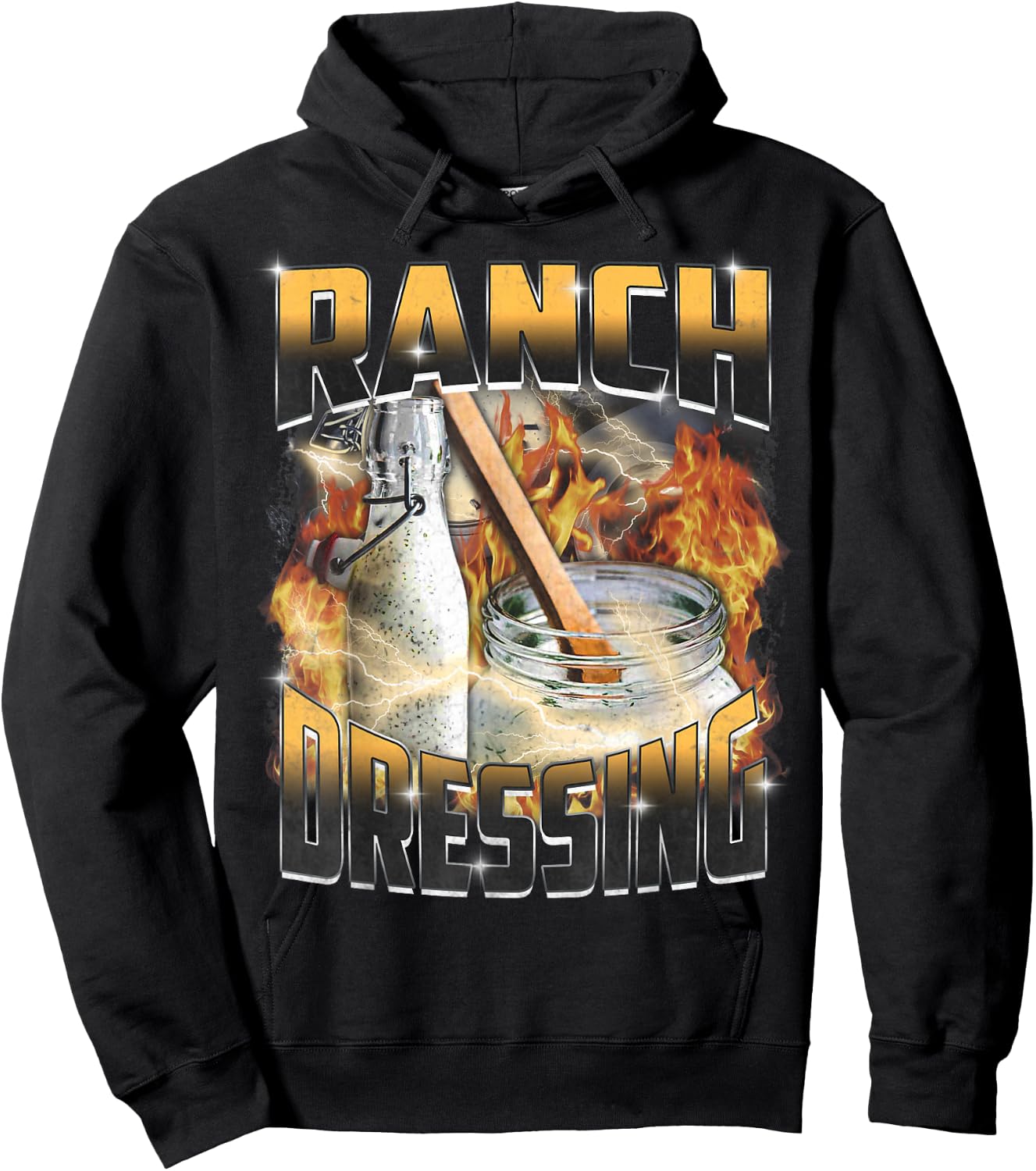 Funny Ranch Dressing Lover Bootleg Rap Aesthetic Vintage 90s Hoodie - Hoodie | Black