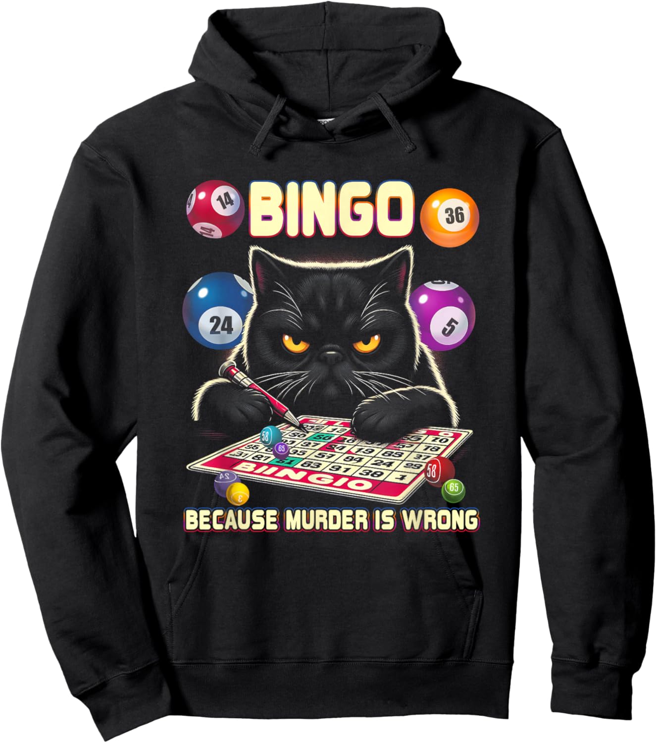 Bingo Because Murder Is-Wrong Bingo Lover Grumpy Cats Hoodie - Hoodie | Black