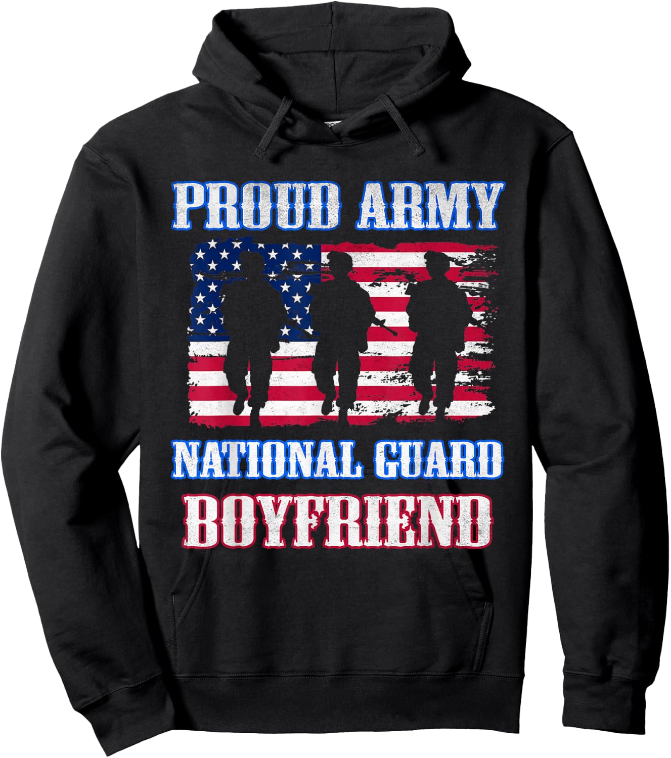 Proud Army National Guard Boyfriend Vintage Military Army Hoodie - Hoodie | Black