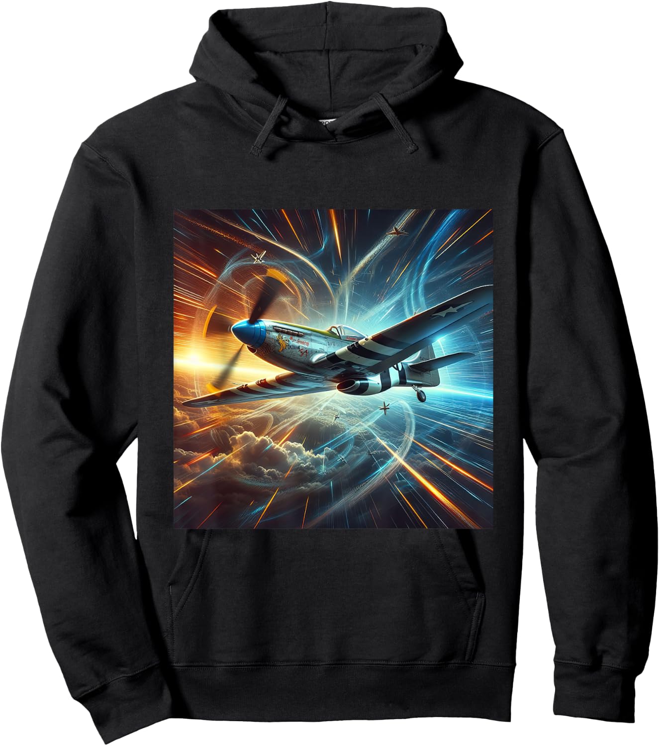 WWII Warbirds | P-51 Mustang in Dynamic Flight in the Sky Hoodie - Hoodie | Black