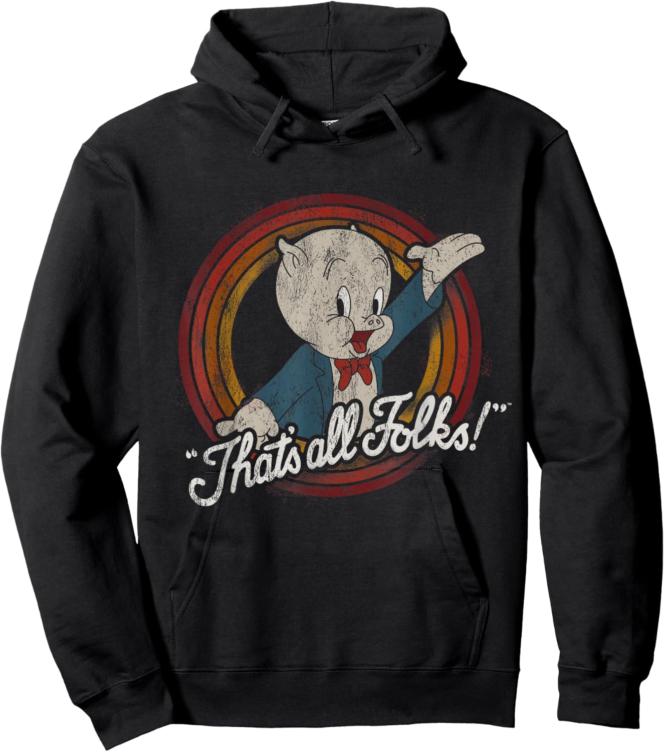 Looney Tunes Porky Pig That's All Folks Classic Hoodie - Hoodie | Black